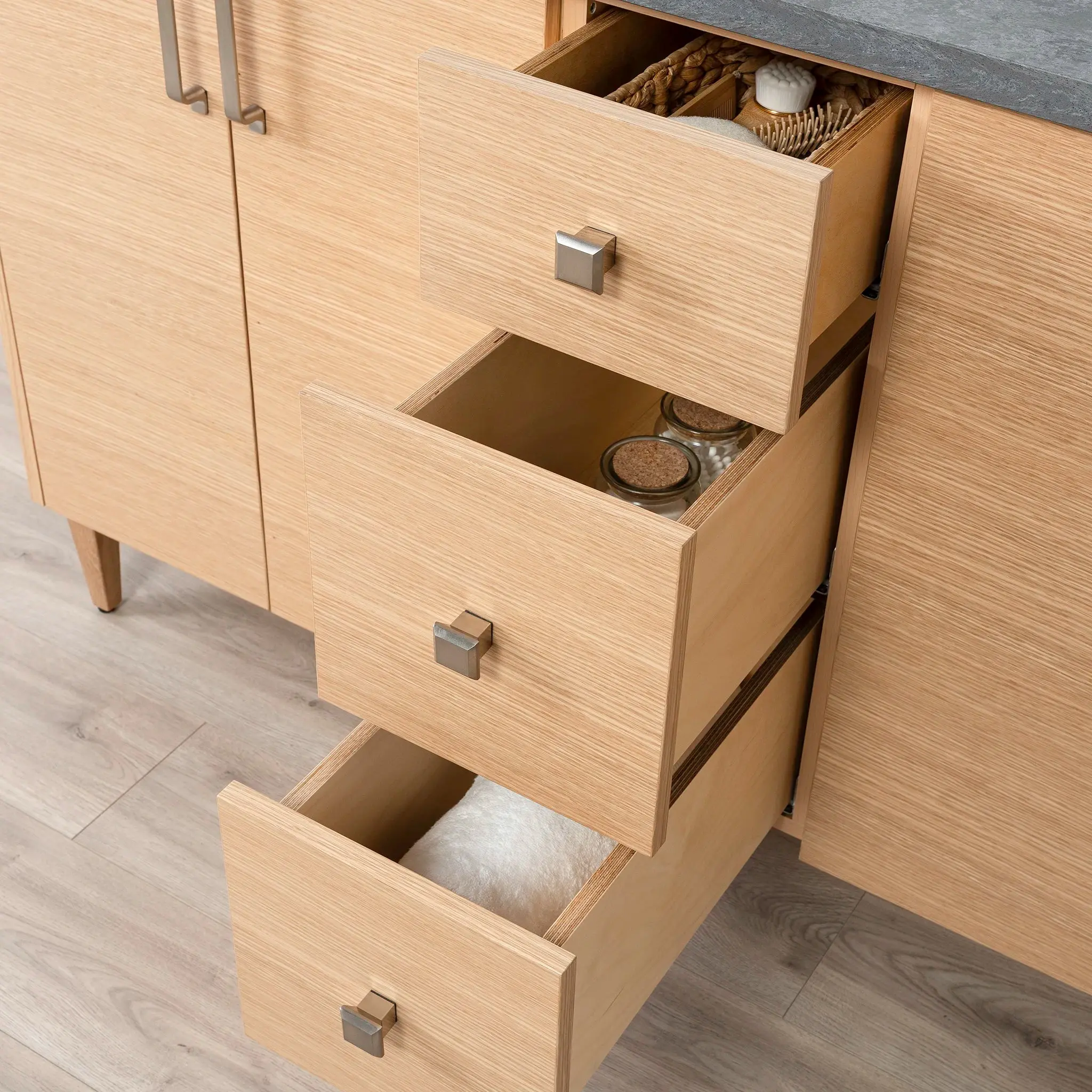 Ashbury SLIM 60" Natural White Oak Bathroom Vanity, Double Sink - Image 8