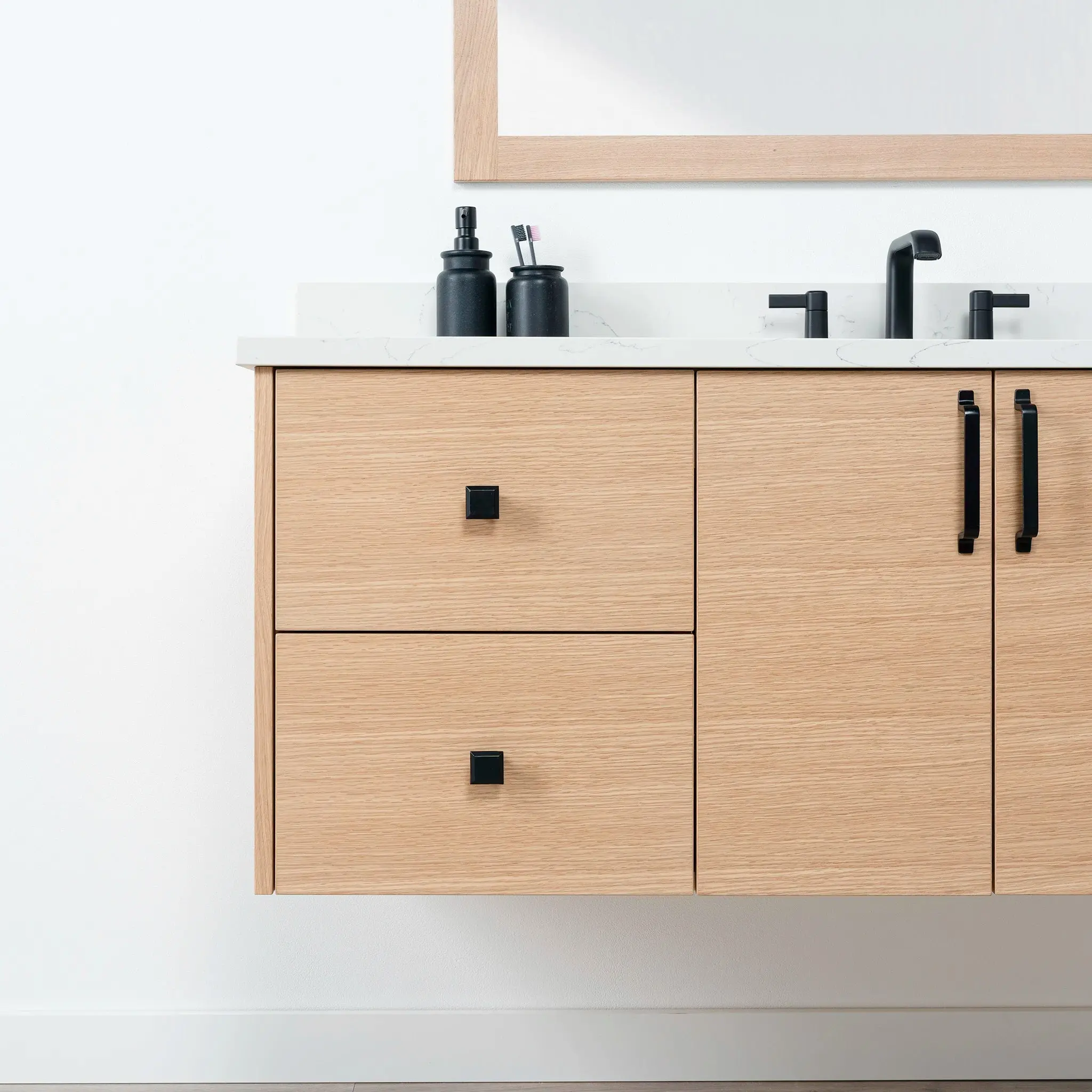 Ashbury 60" Wall Mount Natural White Oak Bathroom Vanity - Image 11