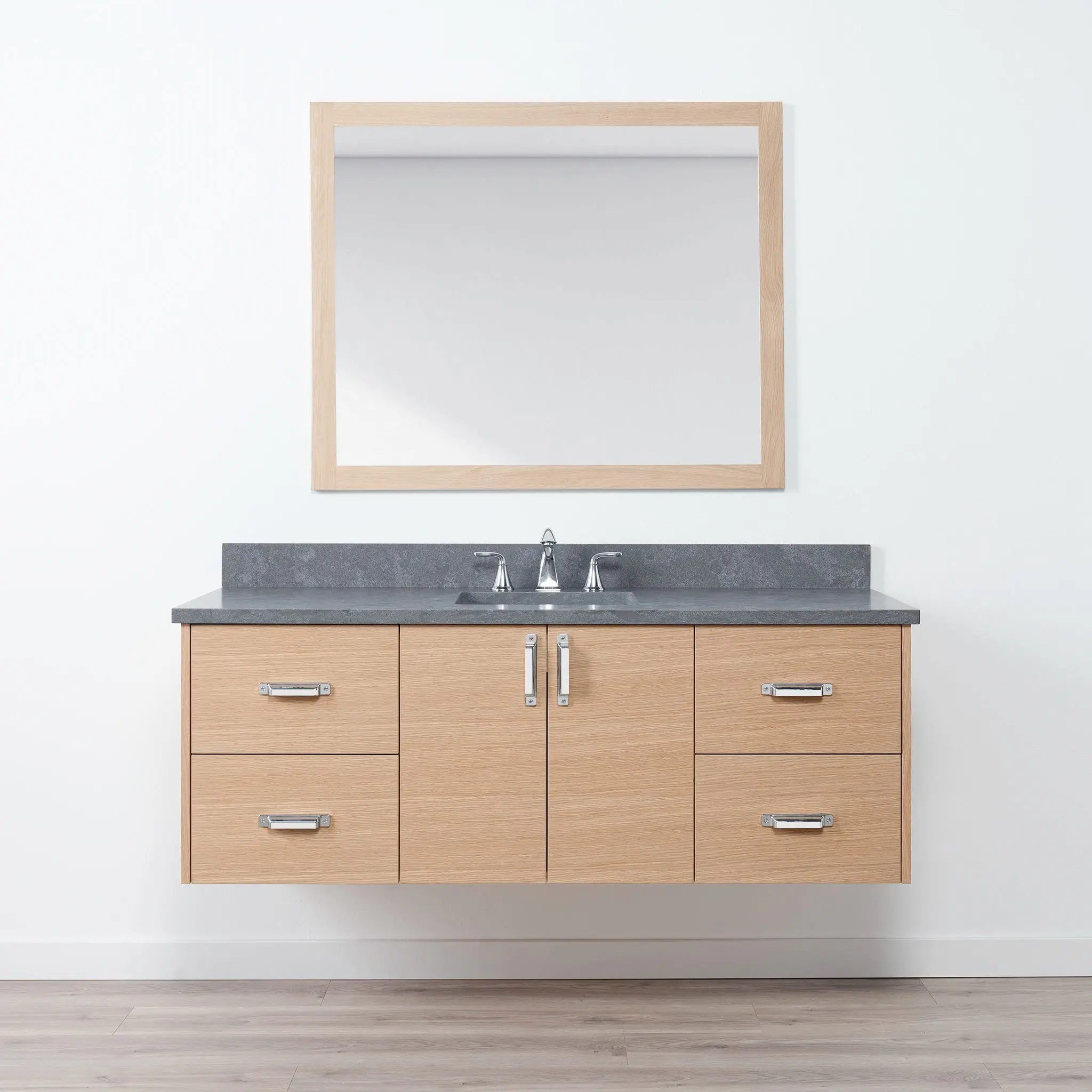 Ashbury 60" Wall Mount Natural White Oak Bathroom Vanity - Image 16