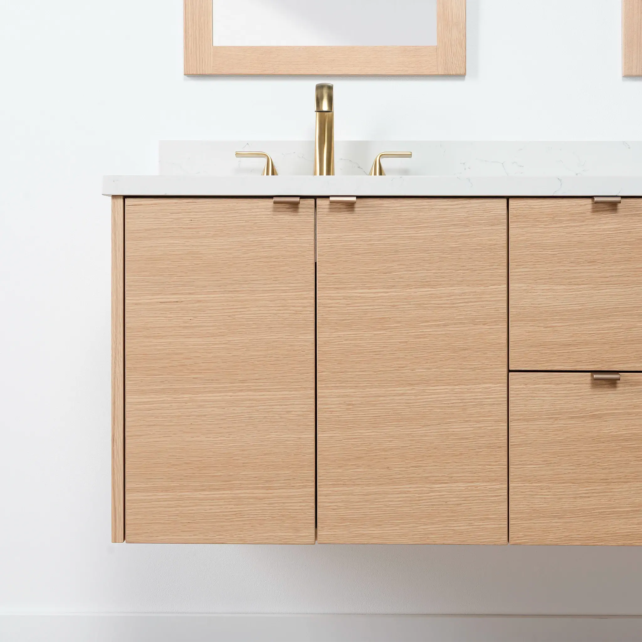 Ashbury 60" Wall Mount Natural White Oak Bathroom Vanity, Double Sink - Image 3
