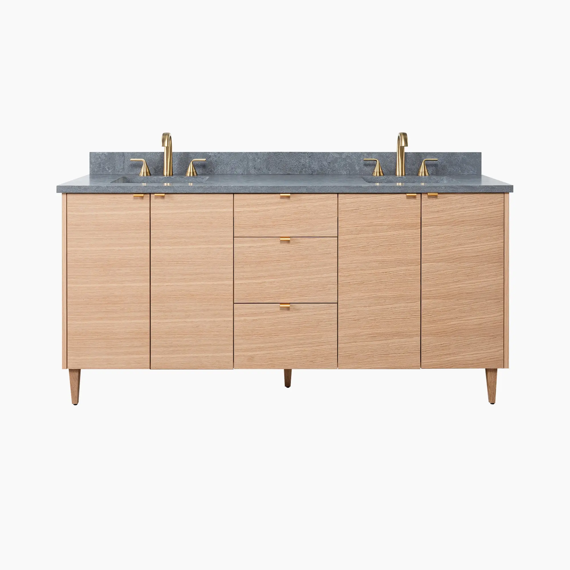 Ashbury SLIM 72" Natural White Oak Bathroom Vanity, Double Sink