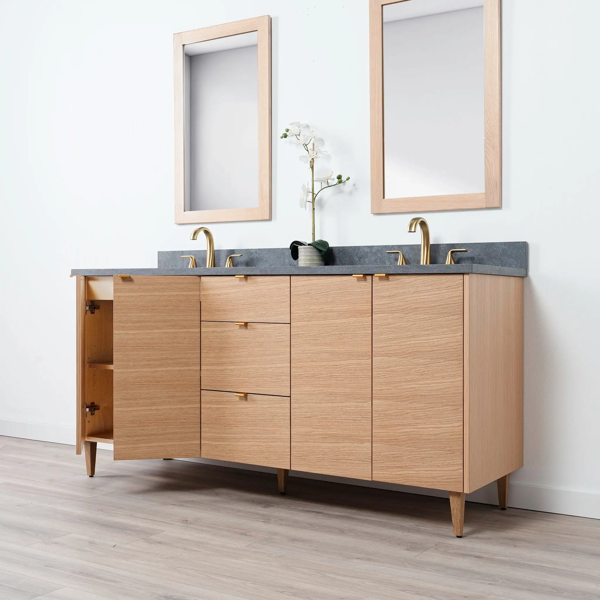 Ashbury SLIM 72" Natural White Oak Bathroom Vanity, Double Sink - Image 6