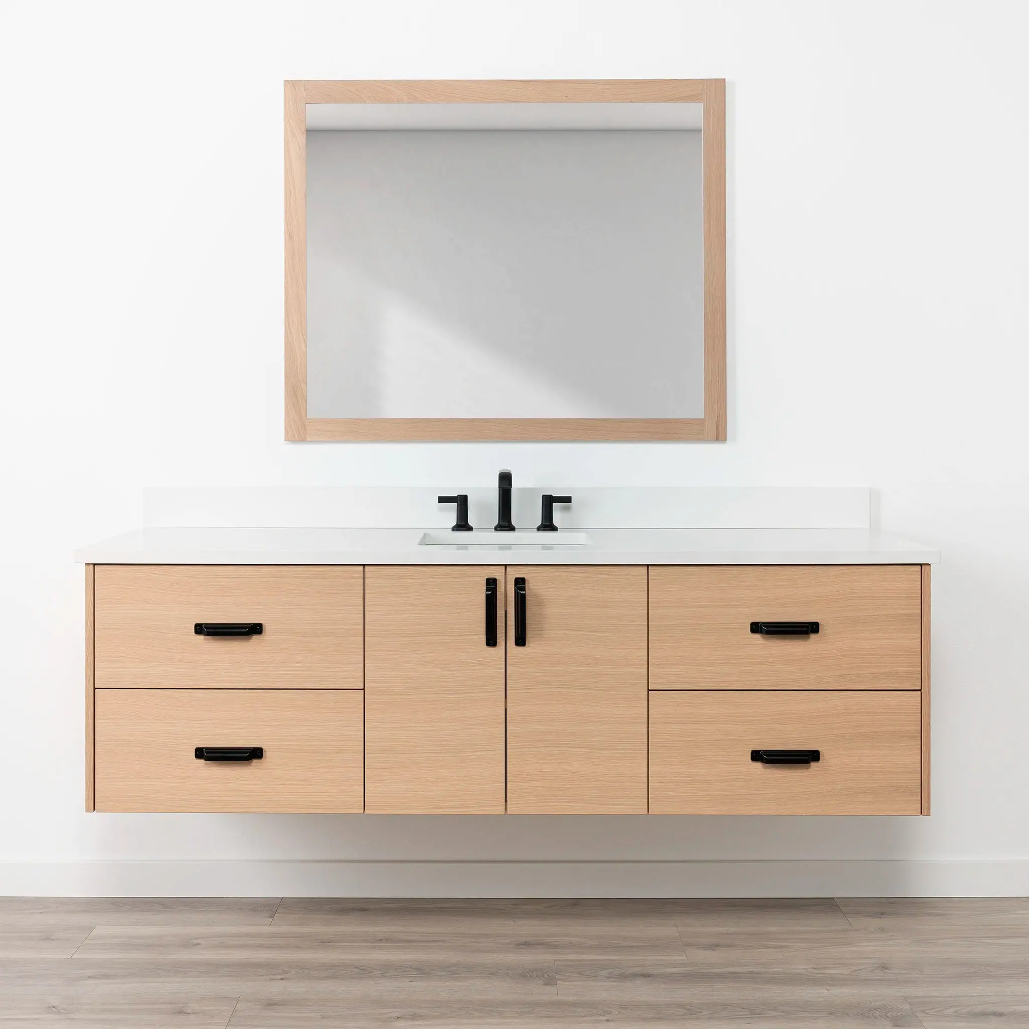 Ashbury 72" Wall Mount Natural White Oak Bathroom Vanity - Image 16
