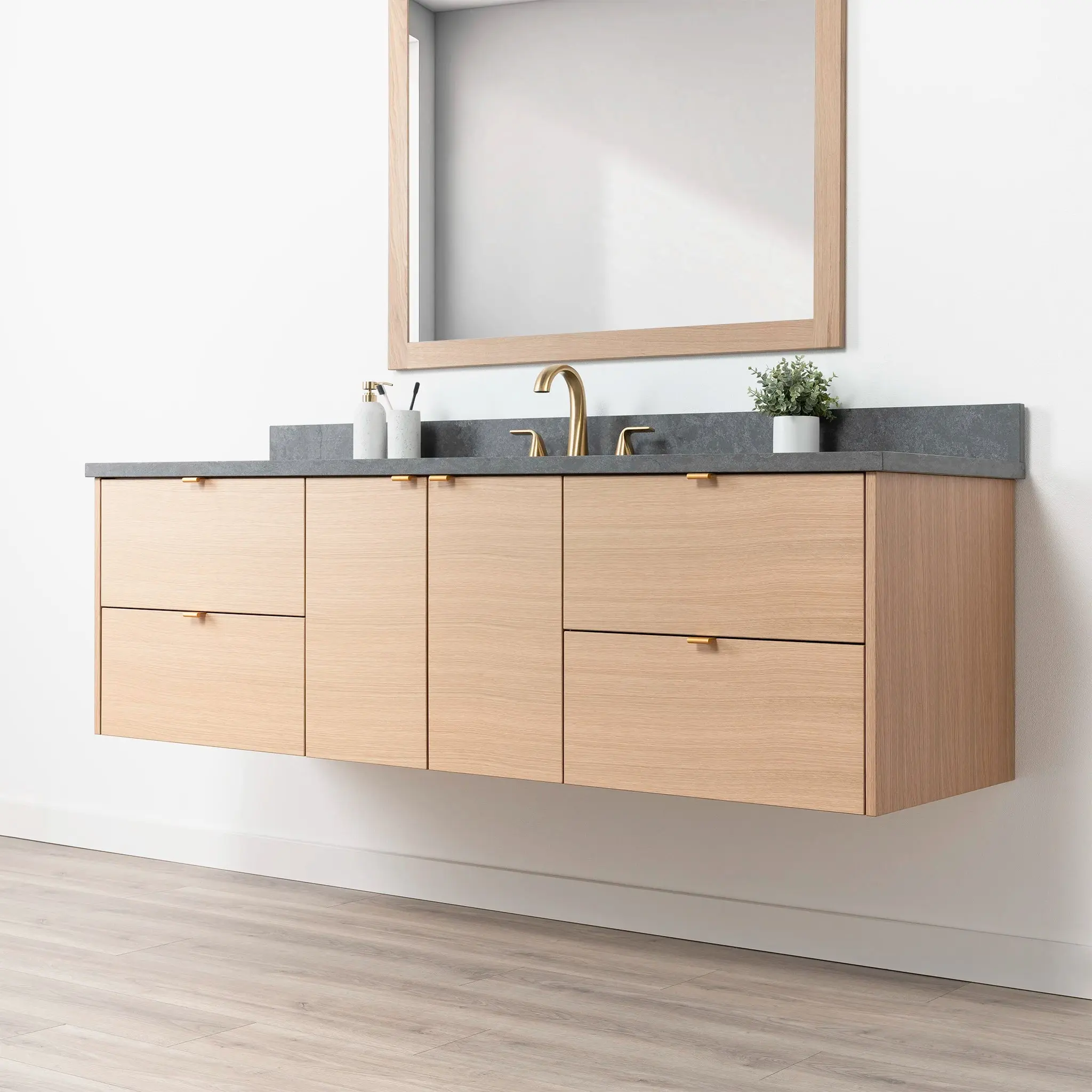 Ashbury 72" Wall Mount Natural White Oak Bathroom Vanity - Image 6