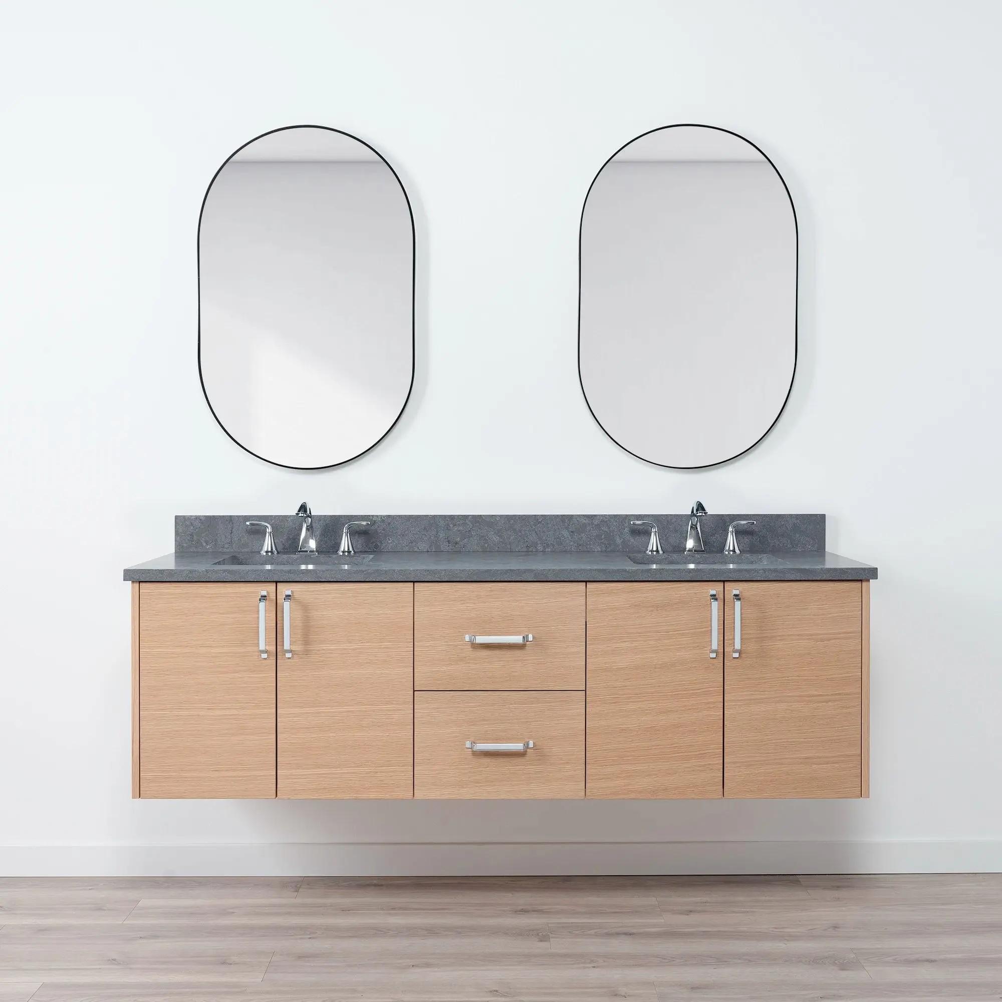 Ashbury 72" Wall Mount Natural White Oak Bathroom Vanity, Double Sink - Image 13