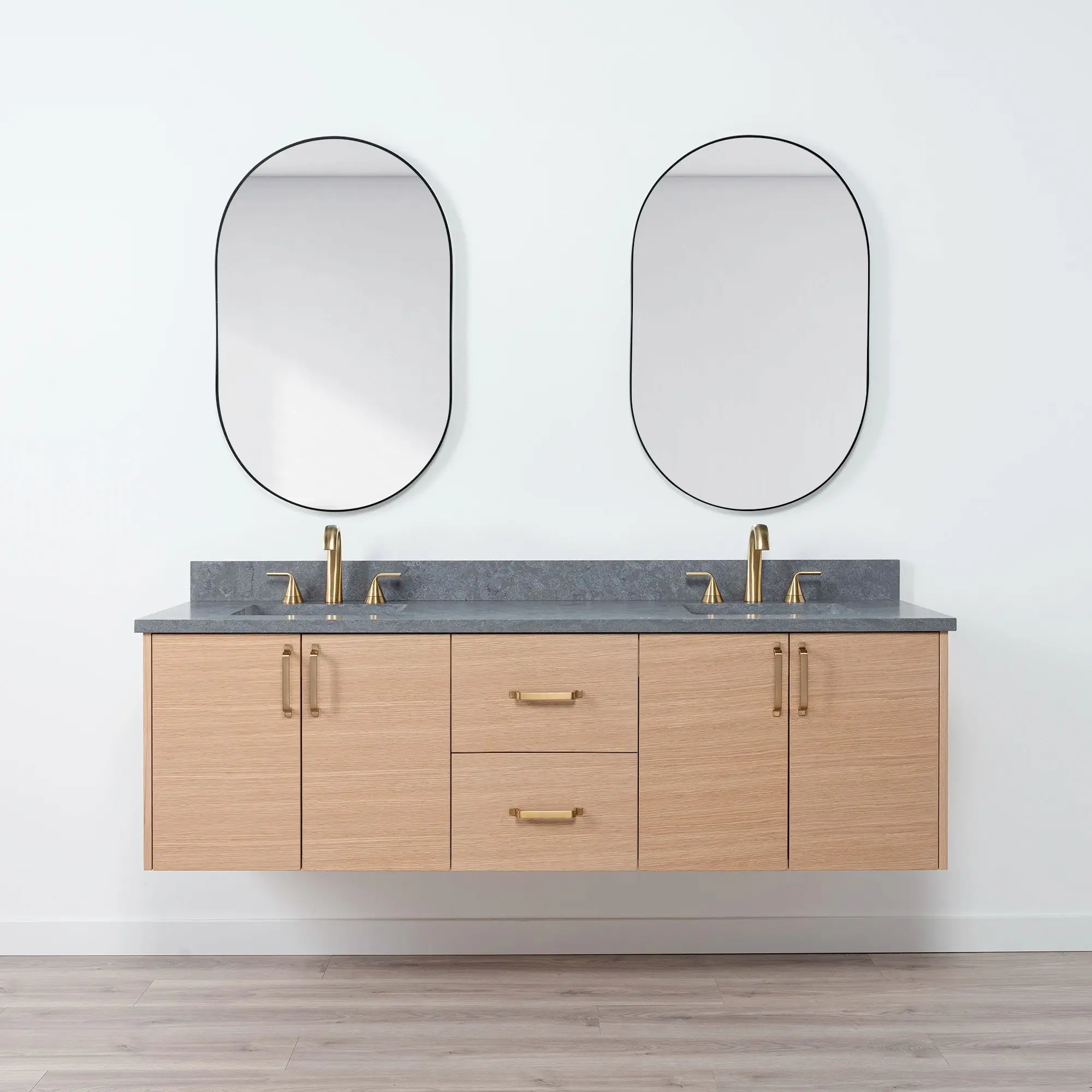 Ashbury 72" Wall Mount Natural White Oak Bathroom Vanity, Double Sink - Image 14