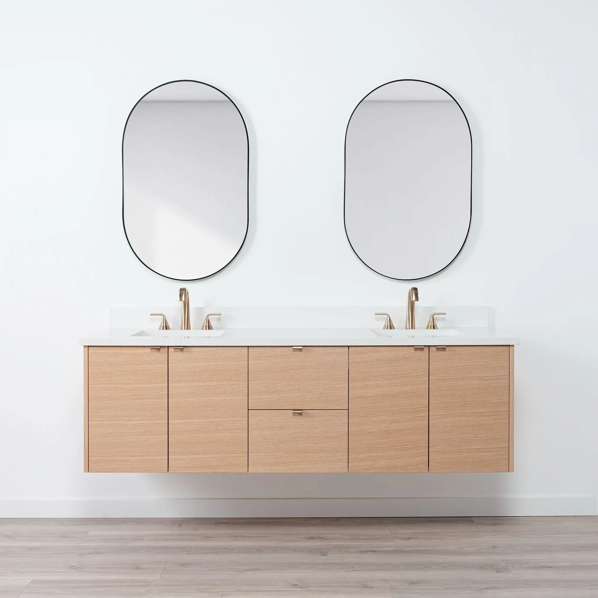 Ashbury 72" Wall Mount Natural White Oak Bathroom Vanity, Double Sink - Image 19
