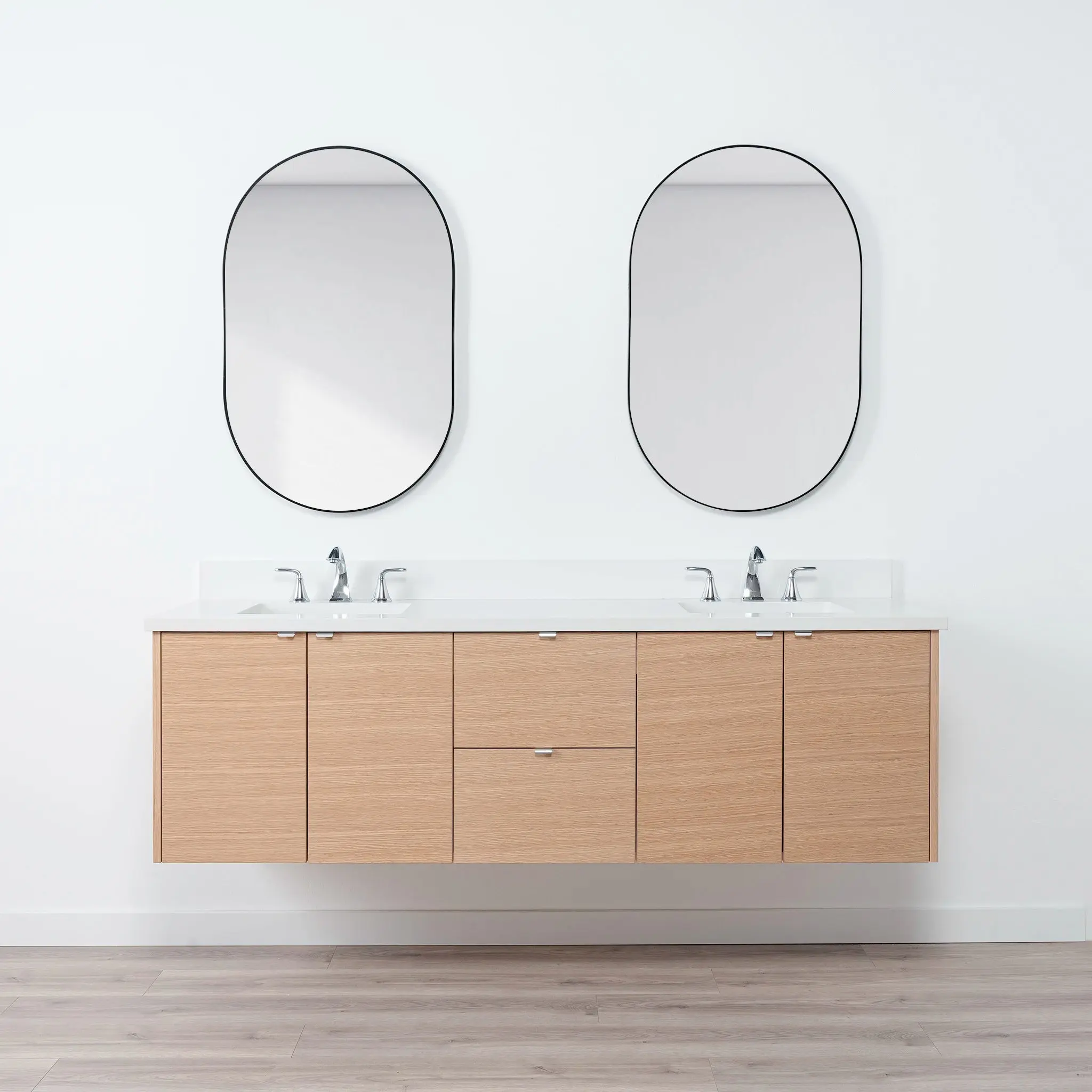 Ashbury 72" Wall Mount Natural White Oak Bathroom Vanity, Double Sink - Image 20