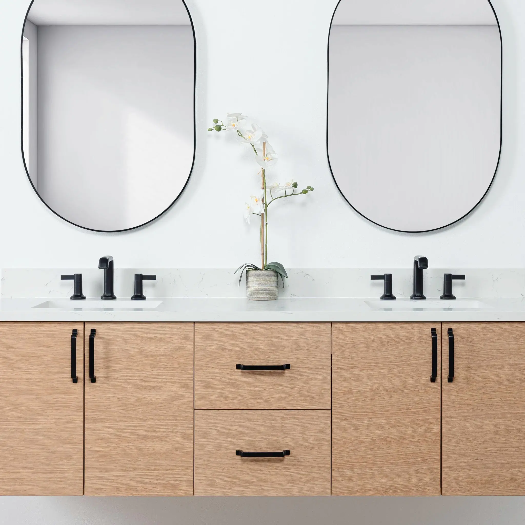 Ashbury 72" Wall Mount Natural White Oak Bathroom Vanity, Double Sink - Image 3