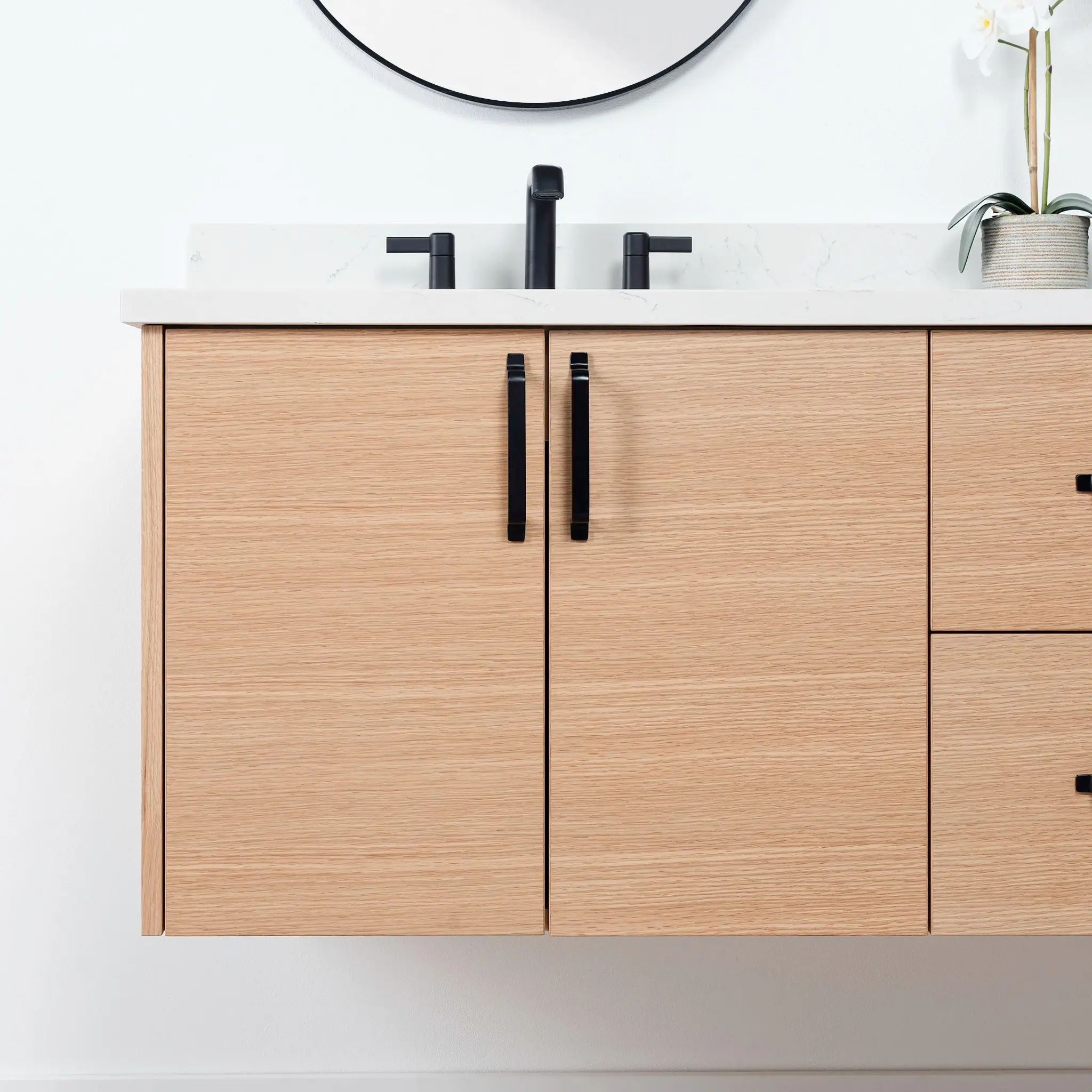 Ashbury 72" Wall Mount Natural White Oak Bathroom Vanity, Double Sink - Image 8
