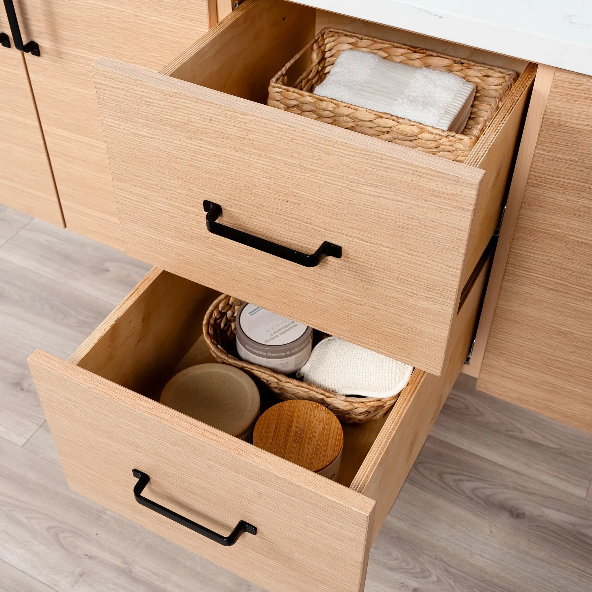 Ashbury 72" Wall Mount Natural White Oak Bathroom Vanity, Double Sink - Image 9