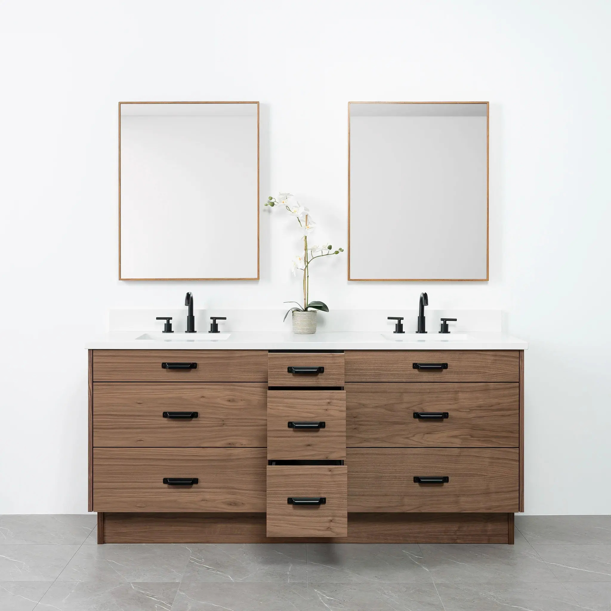 Asher 72" American Black Walnut Bathroom Vanity, Double Sink - Image 3