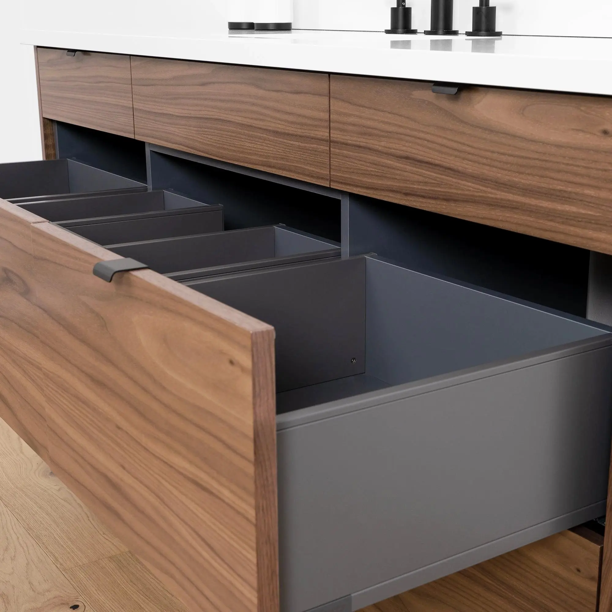 Asher SLIM 60" American Black Walnut Bathroom Vanity - Image 14
