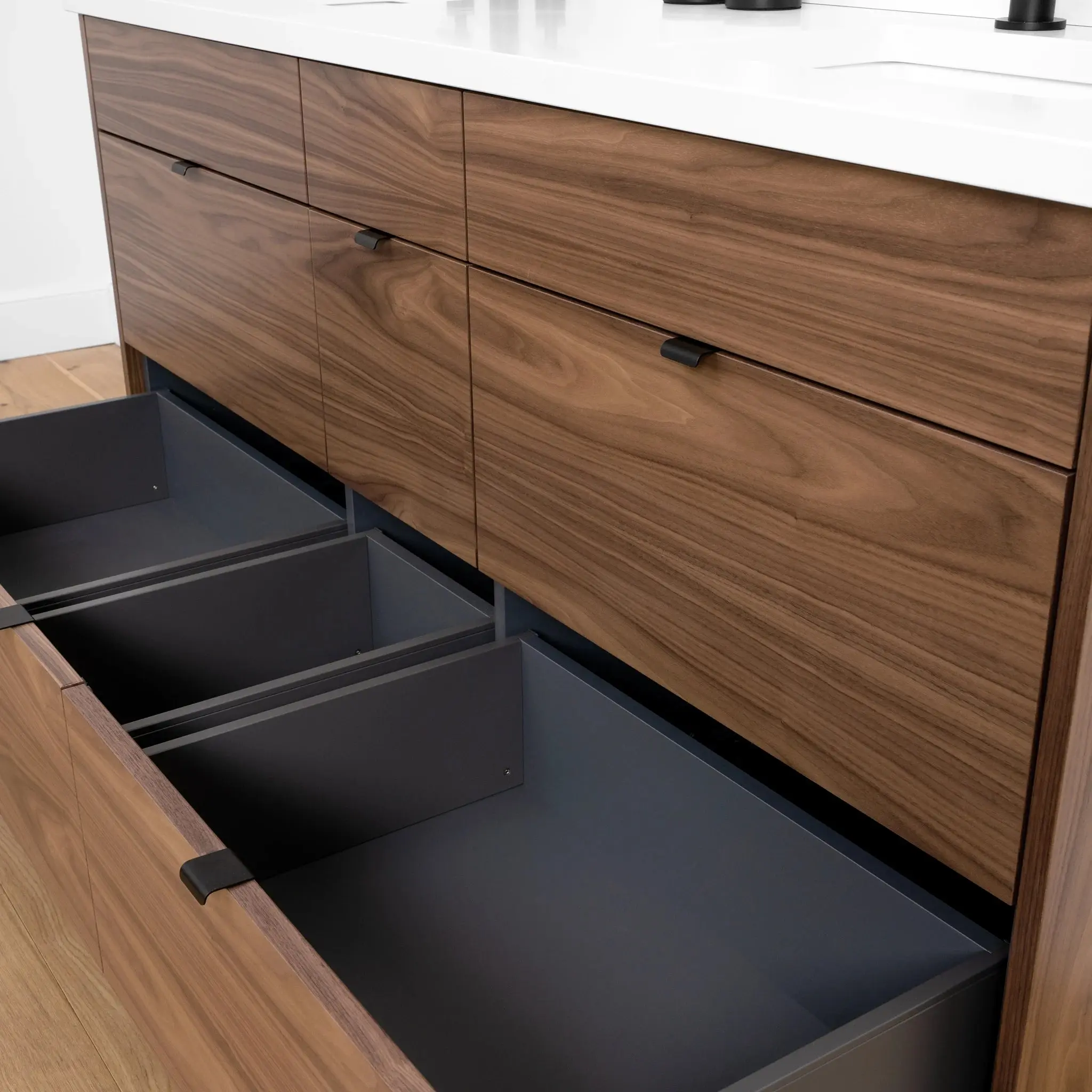 Asher SLIM 60" American Black Walnut Bathroom Vanity, Double Sink - Image 9