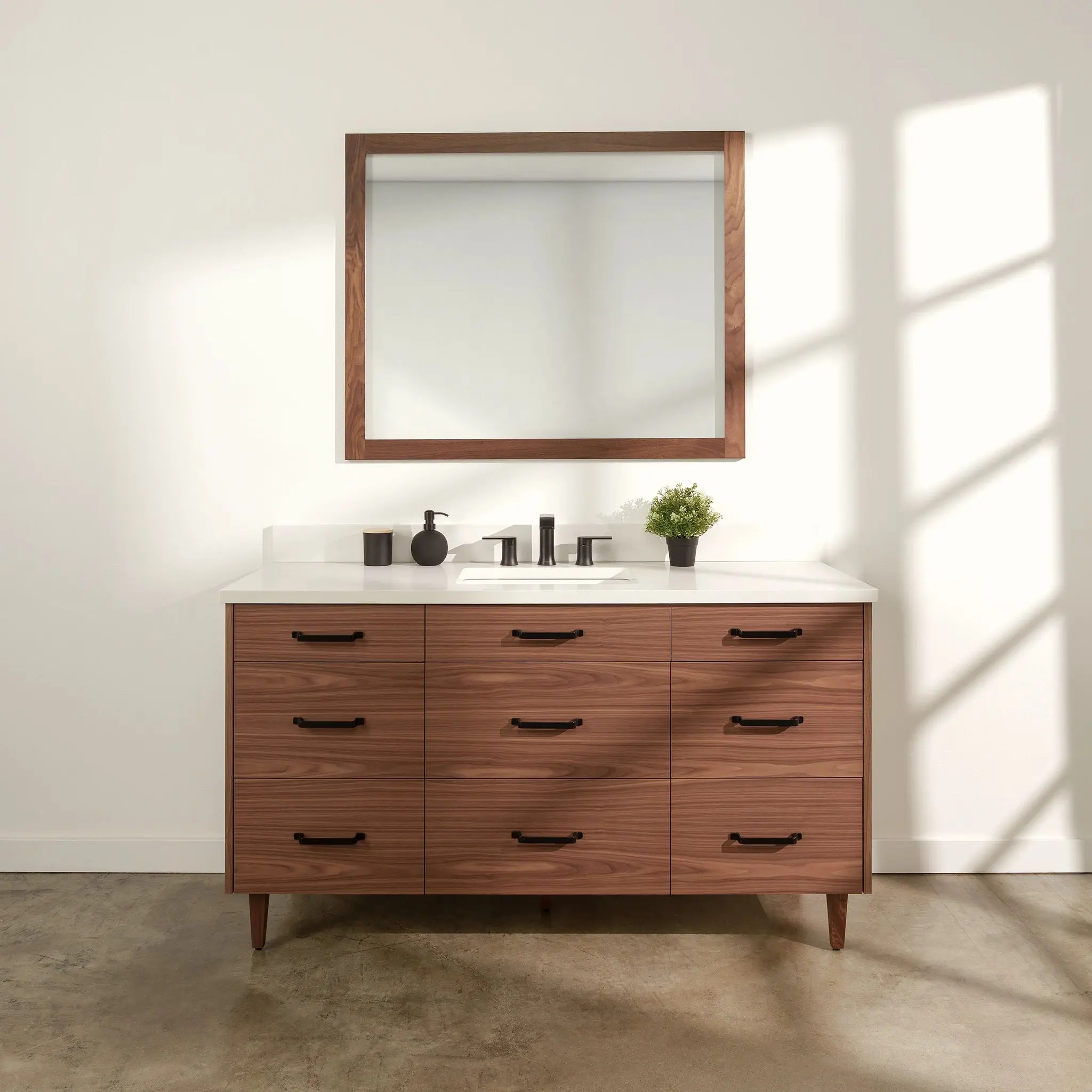 Asher Stainless 60" American Black Walnut Bathroom Vanity - Image 2