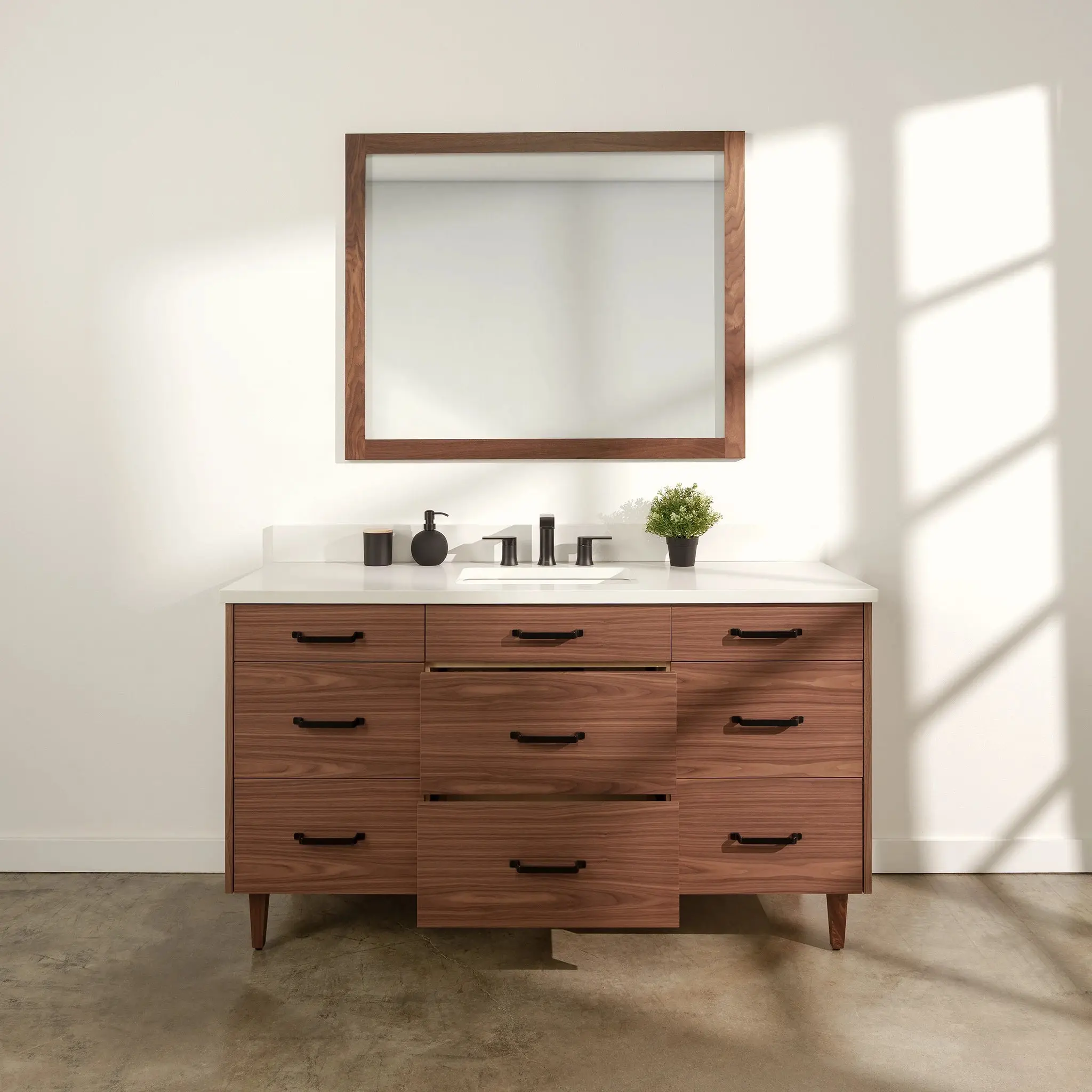 Asher Stainless 60" American Black Walnut Bathroom Vanity - Image 5