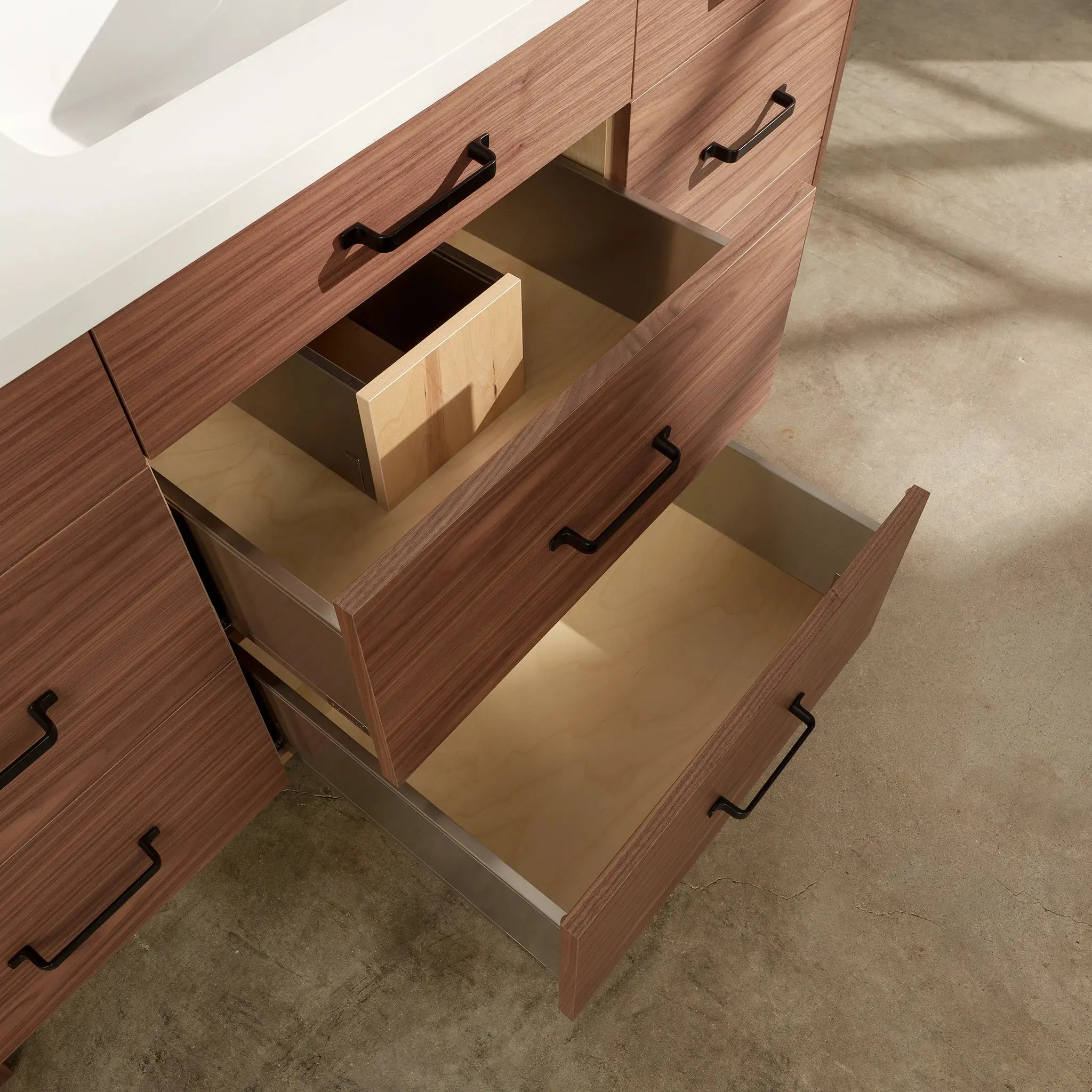 Asher Stainless 60" American Black Walnut Bathroom Vanity - Image 7