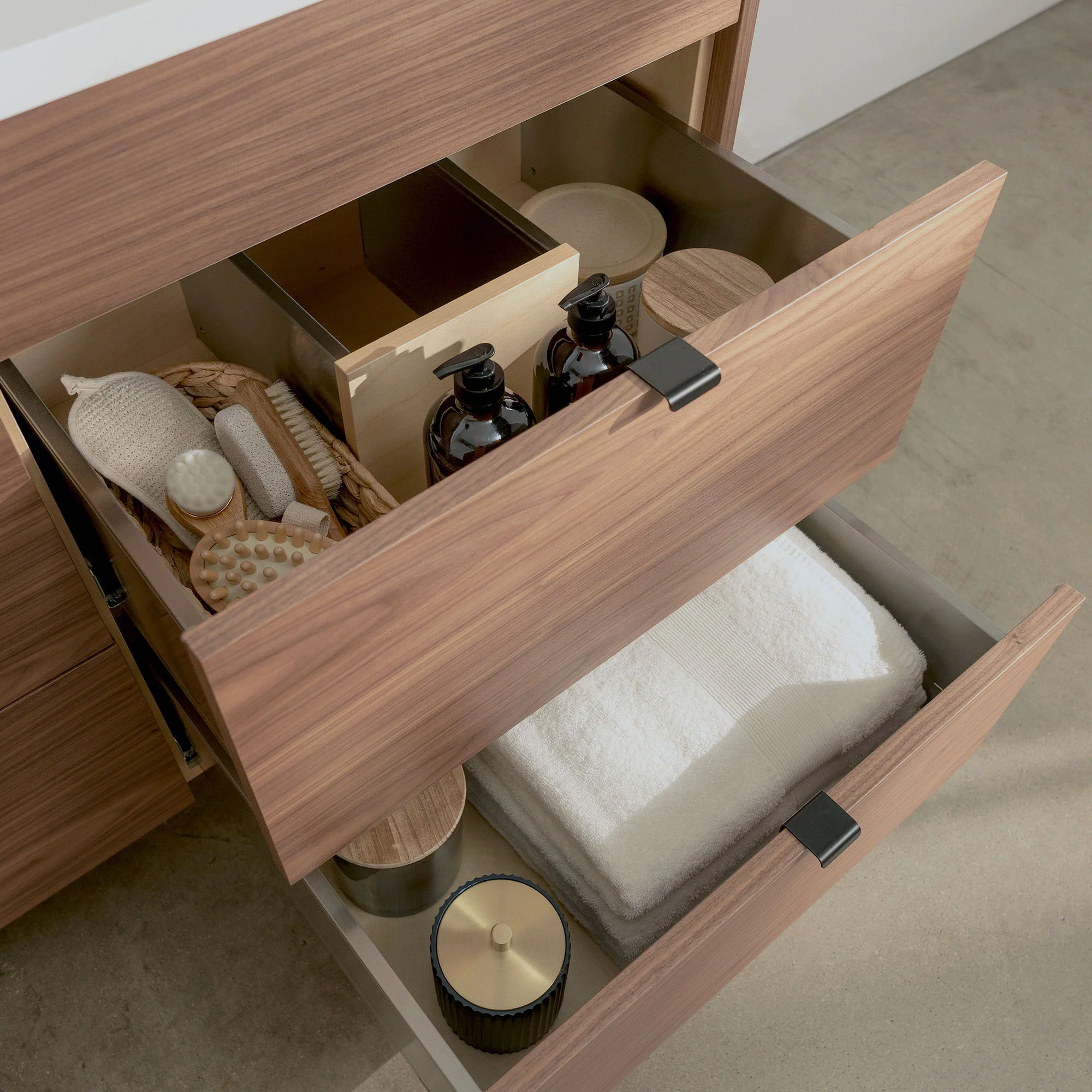 Asher Stainless 60" American Black Walnut Bathroom Vanity, Double Sink - Image 11