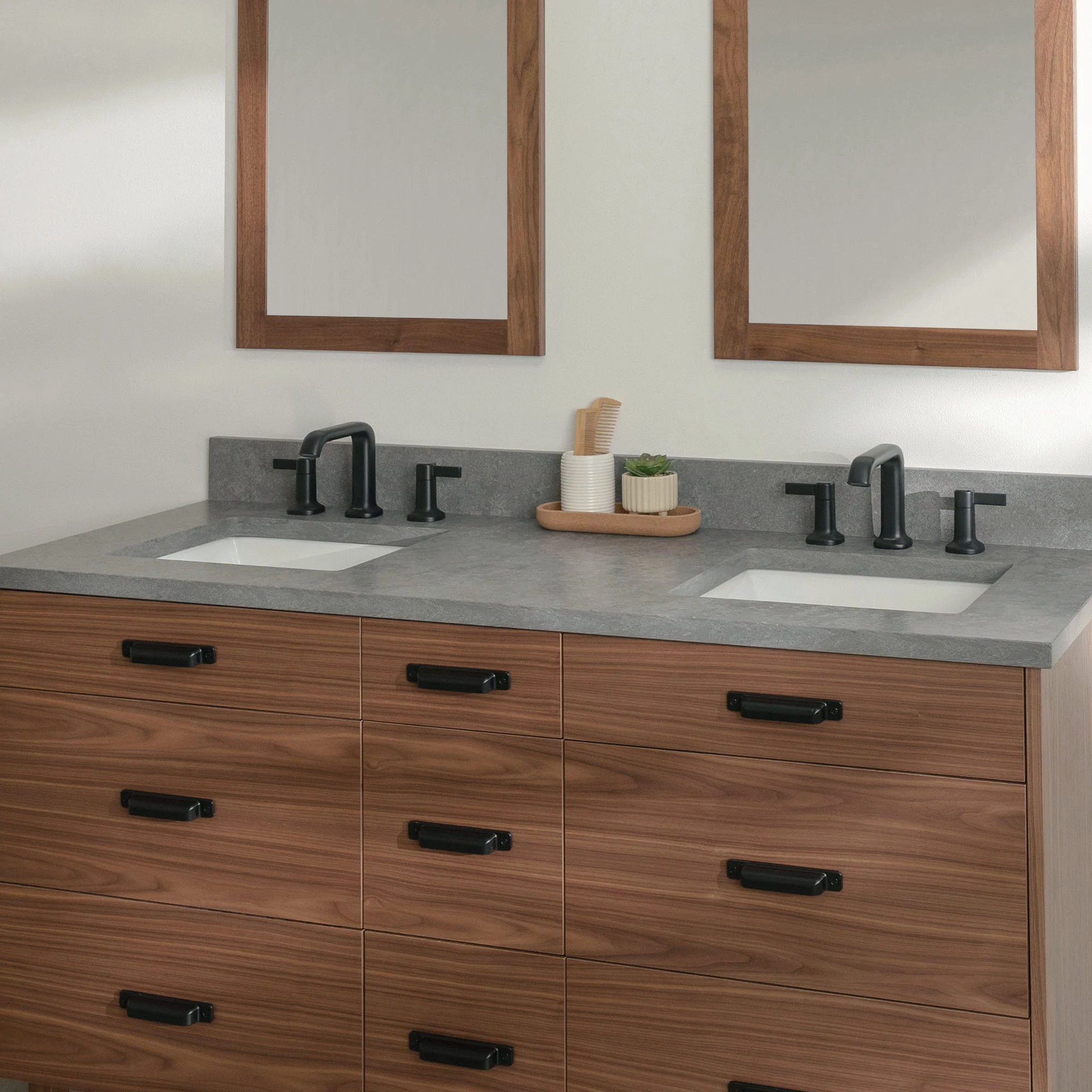 Asher Stainless 60" American Black Walnut Bathroom Vanity, Double Sink - Image 19