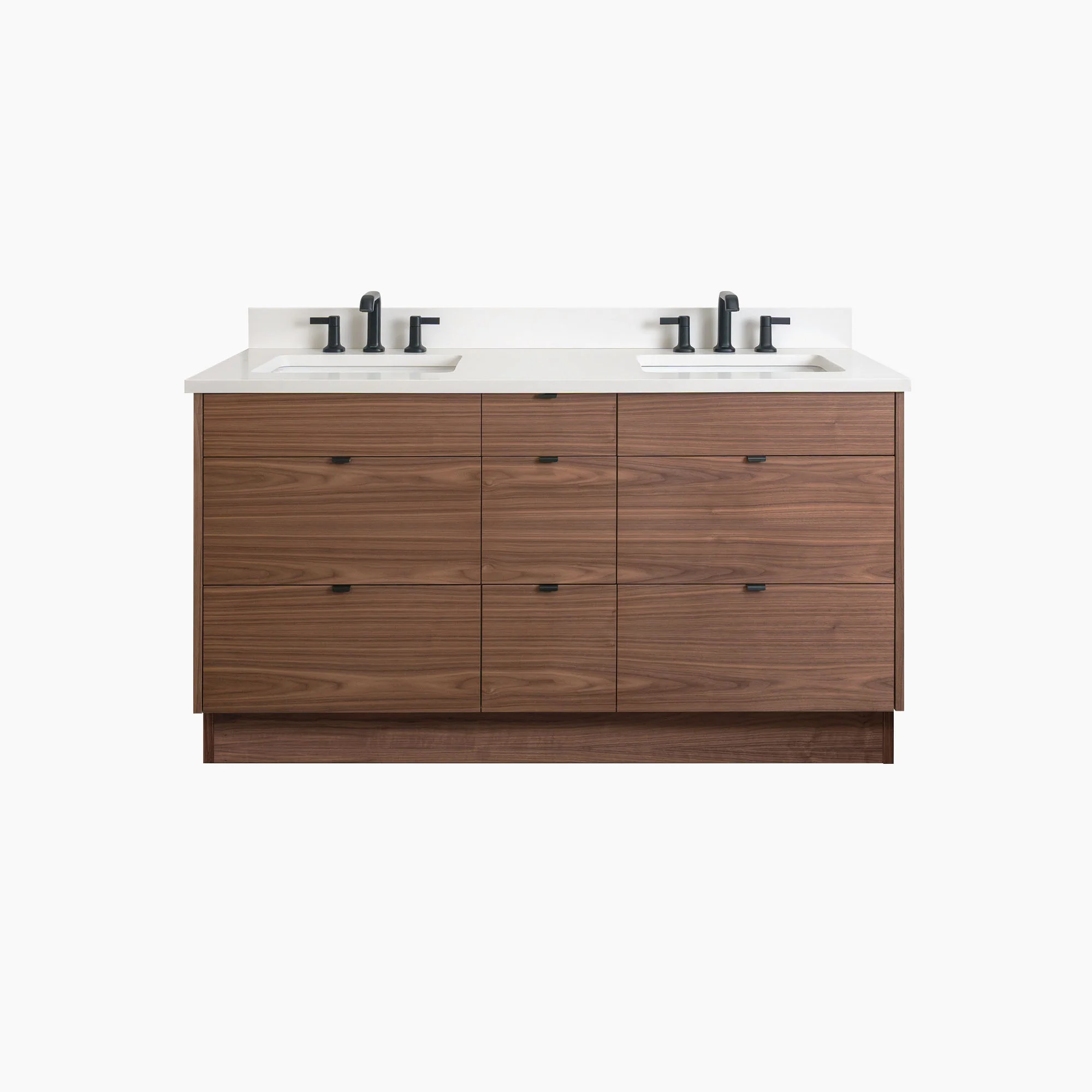 Asher Stainless 60" American Black Walnut Bathroom Vanity, Double Sink - Image 20