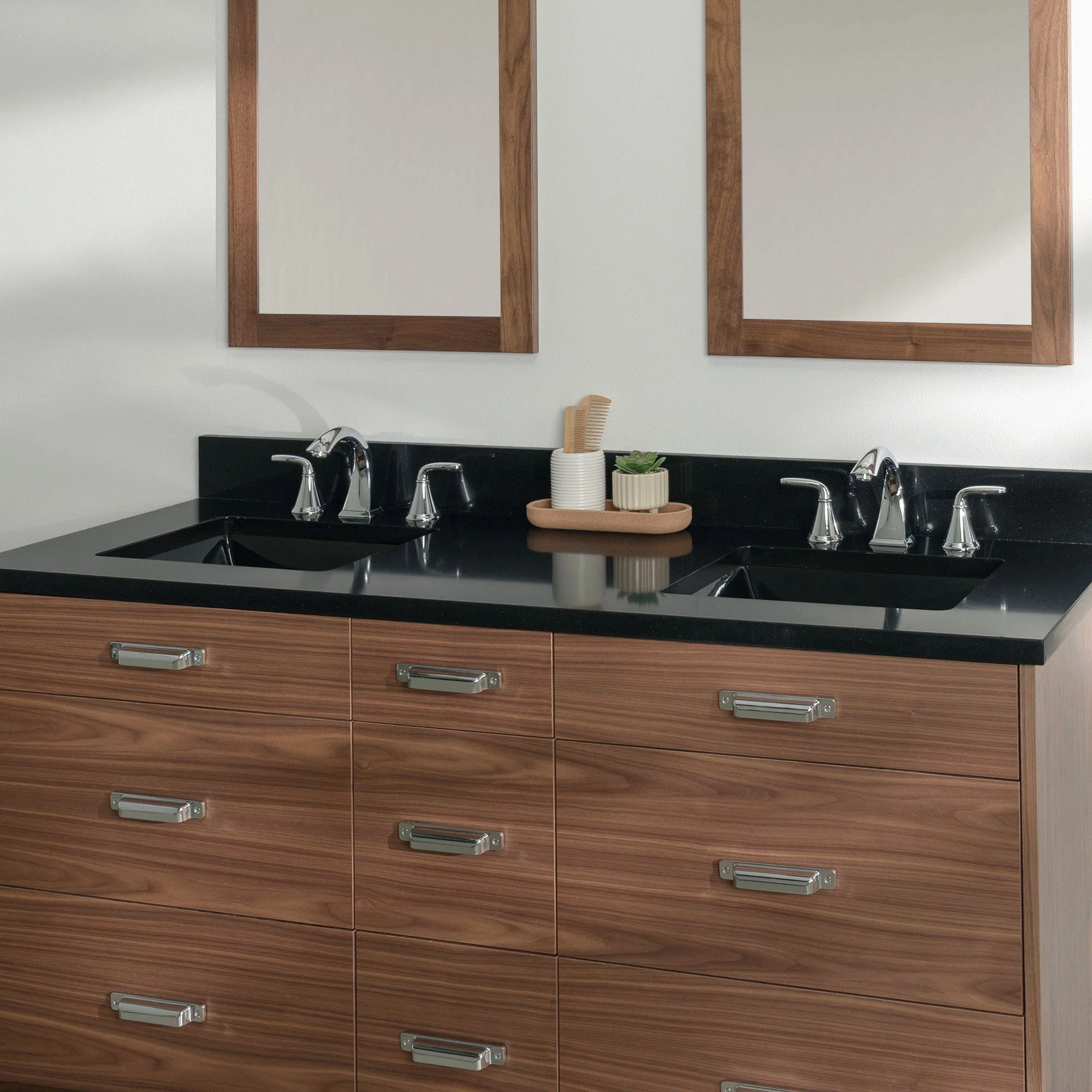 Asher Stainless 60" American Black Walnut Bathroom Vanity, Double Sink - Image 22