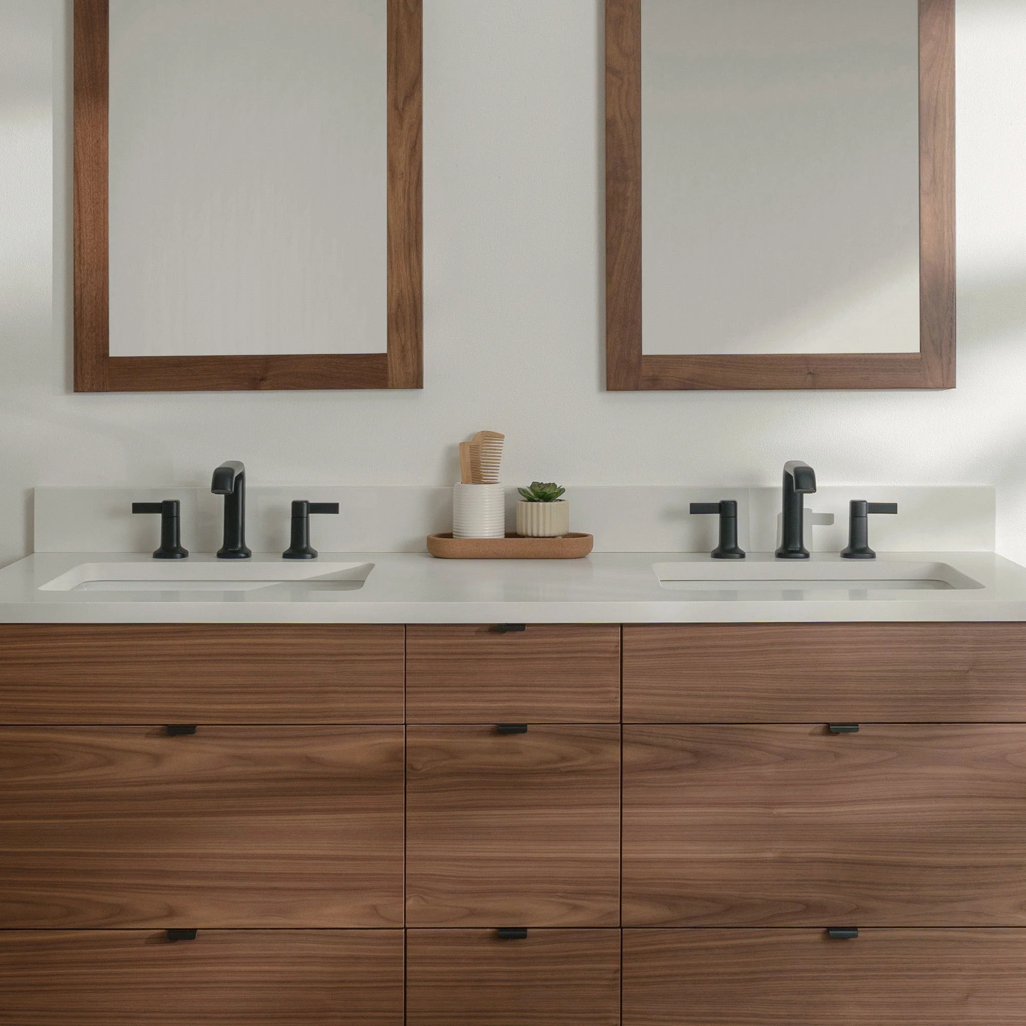 Asher Stainless 60" American Black Walnut Bathroom Vanity, Double Sink - Image 5
