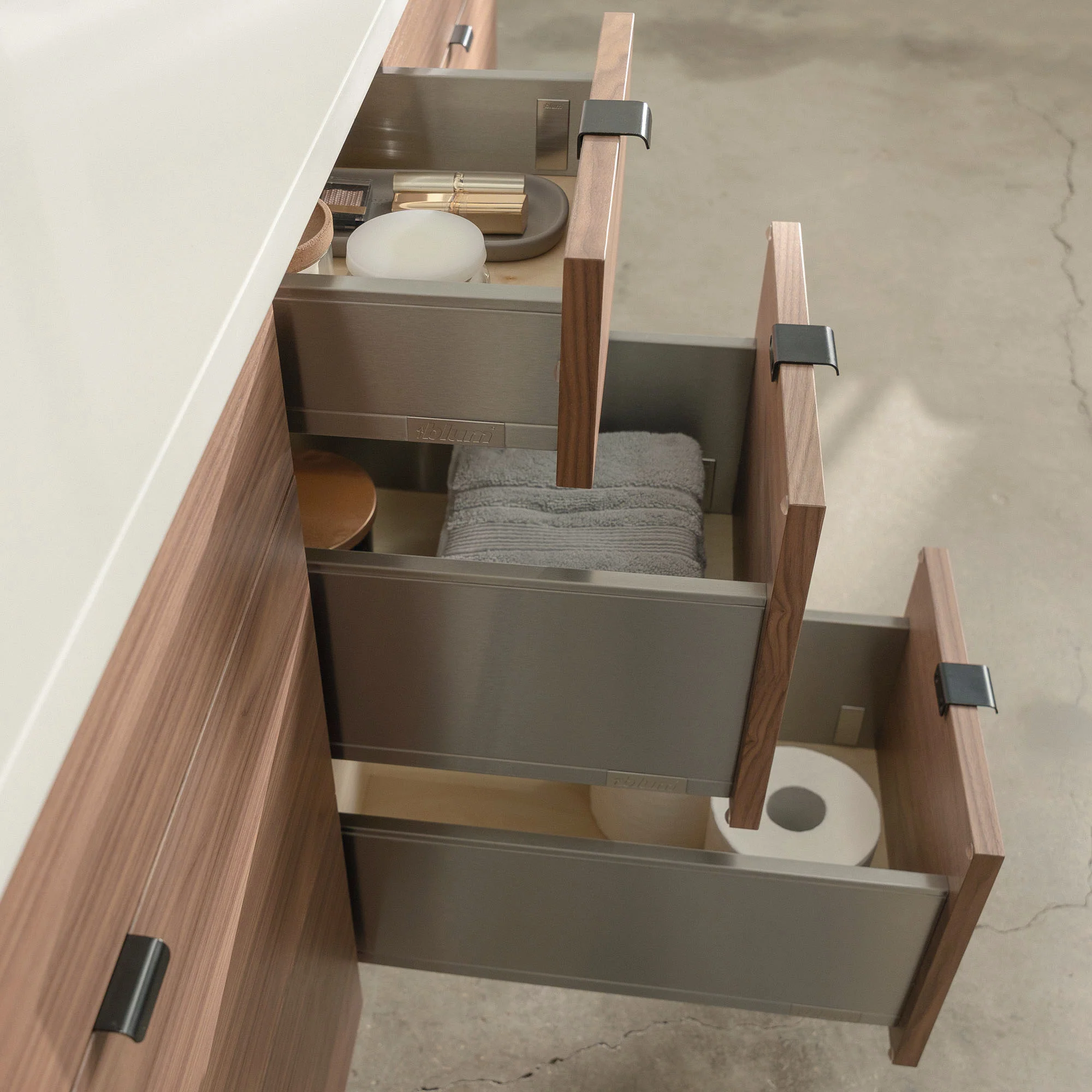 Asher Stainless 60" American Black Walnut Bathroom Vanity, Double Sink - Image 9