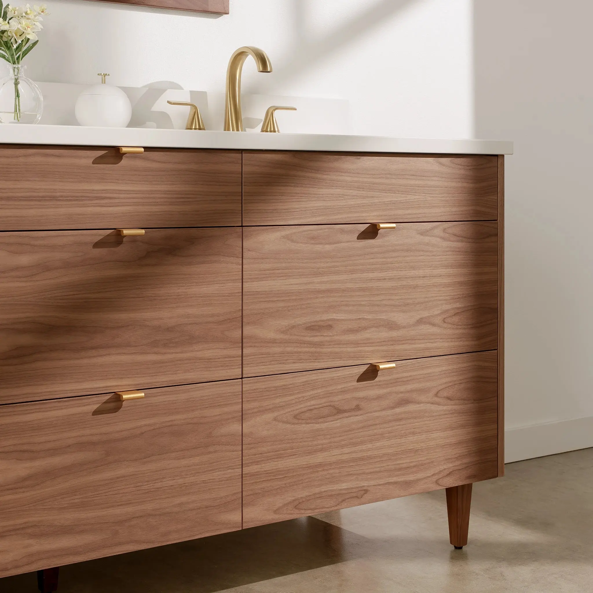 Asher Stainless 72" American Black Walnut Bathroom Vanity, Double Sink - Image 8