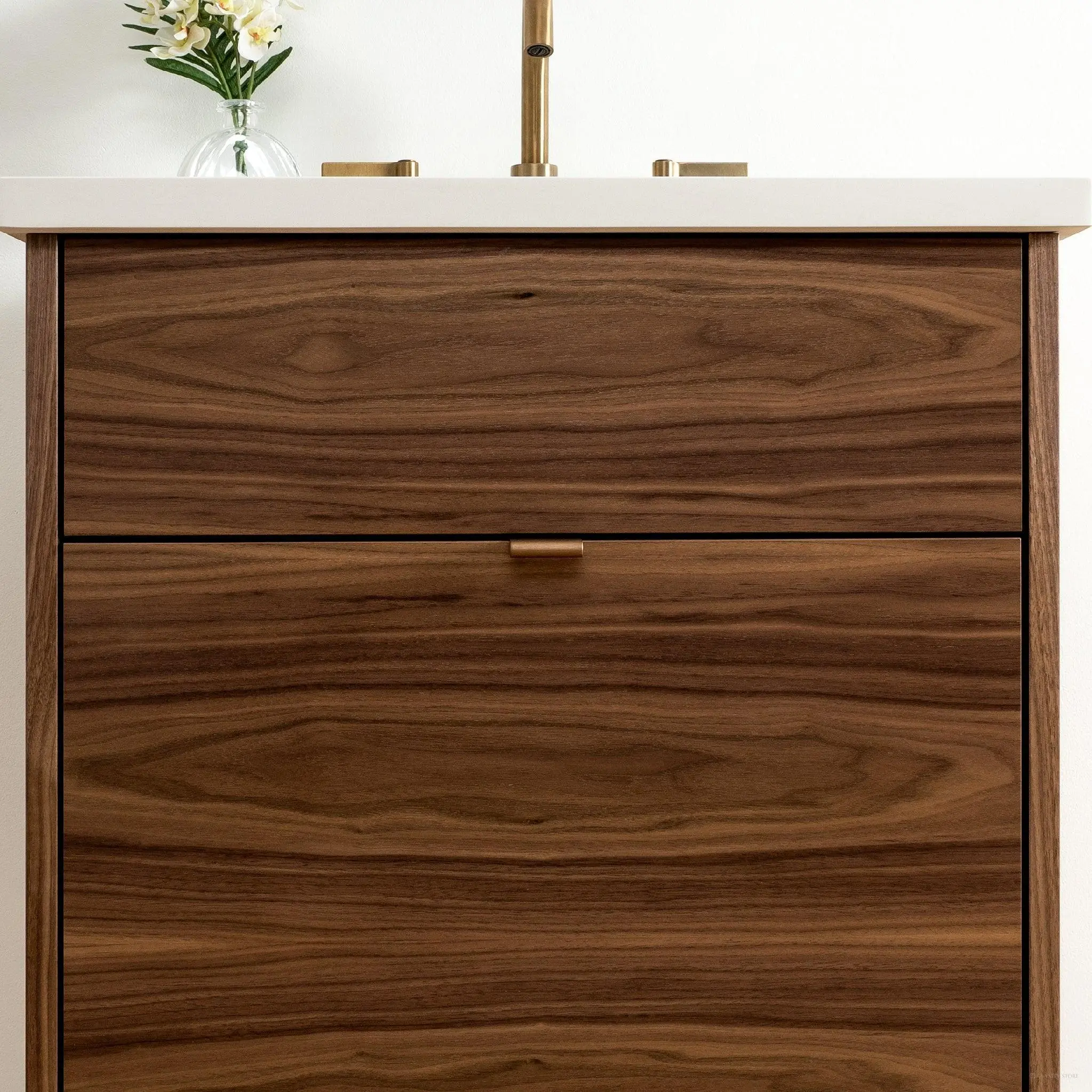 Austin 24" Wall Mount American Black Walnut Bathroom Vanity - All Drawers - Image 4