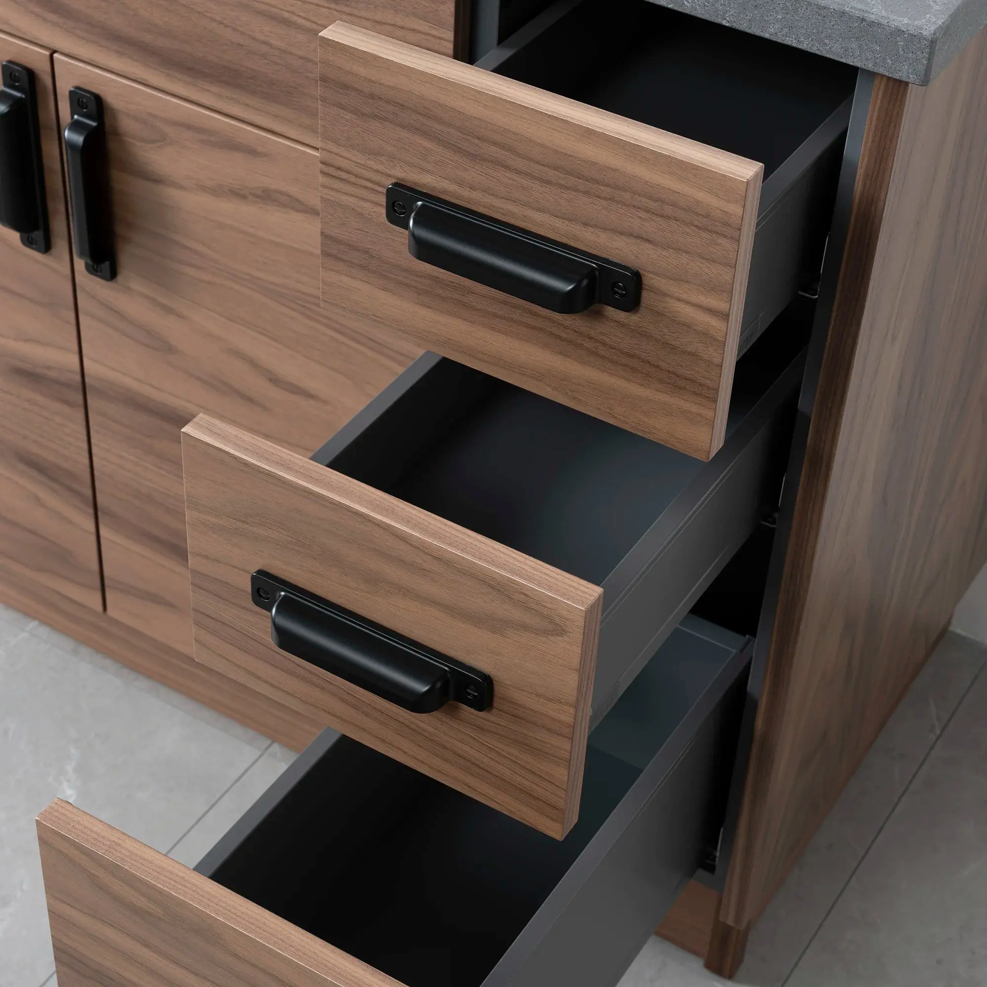 Austin 36" American Black Walnut Bathroom Vanity, Left Sink - Image 8