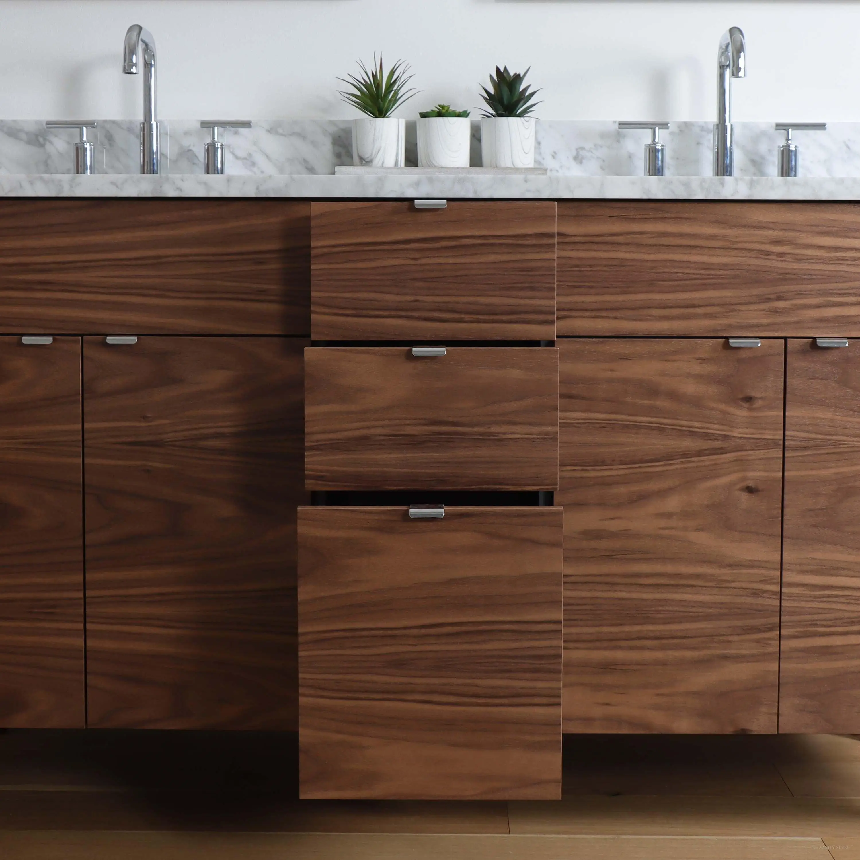 Austin 60" American Black Walnut Bathroom Vanity, Double Sink - Image 3