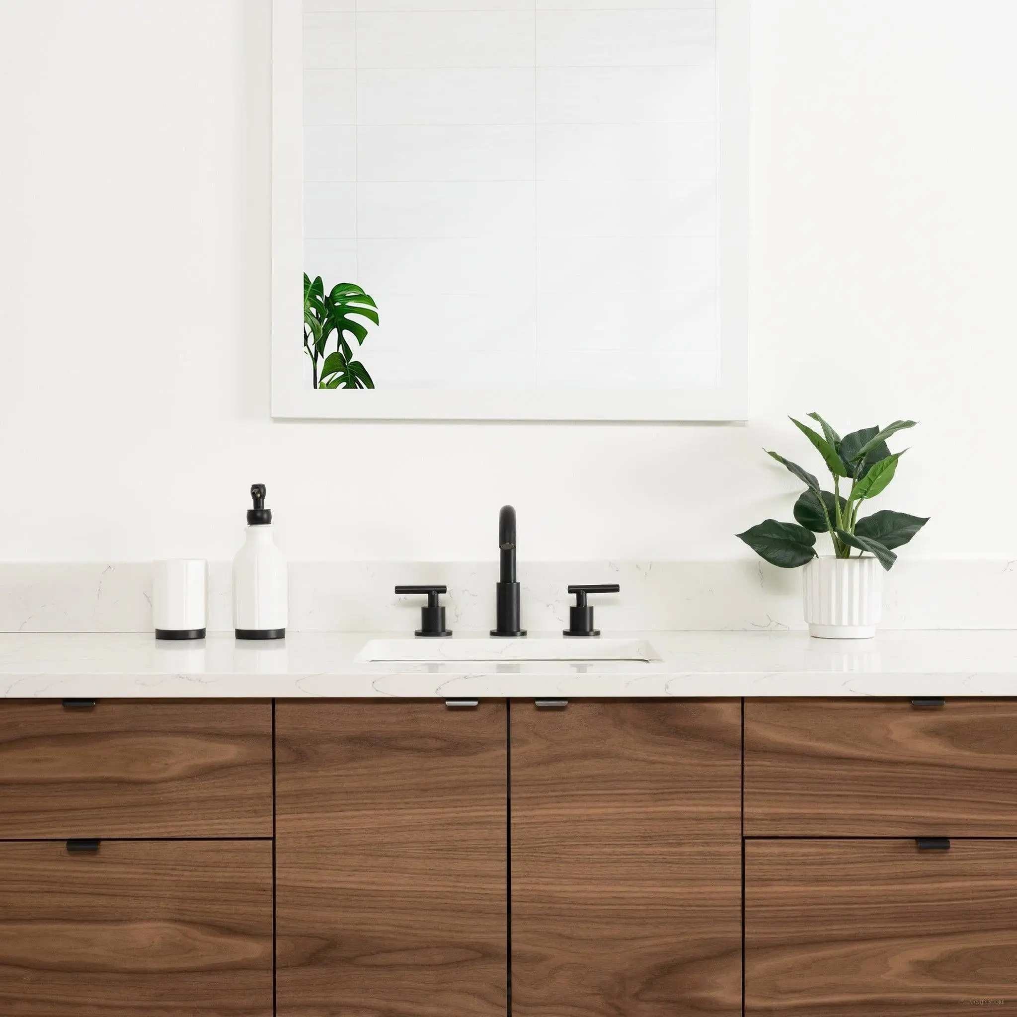 Austin 60" Wall Mount American Black Walnut Bathroom Vanity - Image 4