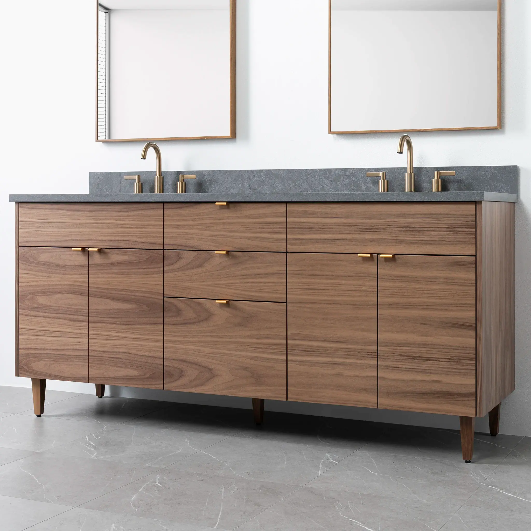 Austin 72" American Black Walnut Bathroom Vanity, Double Sink - Image 24
