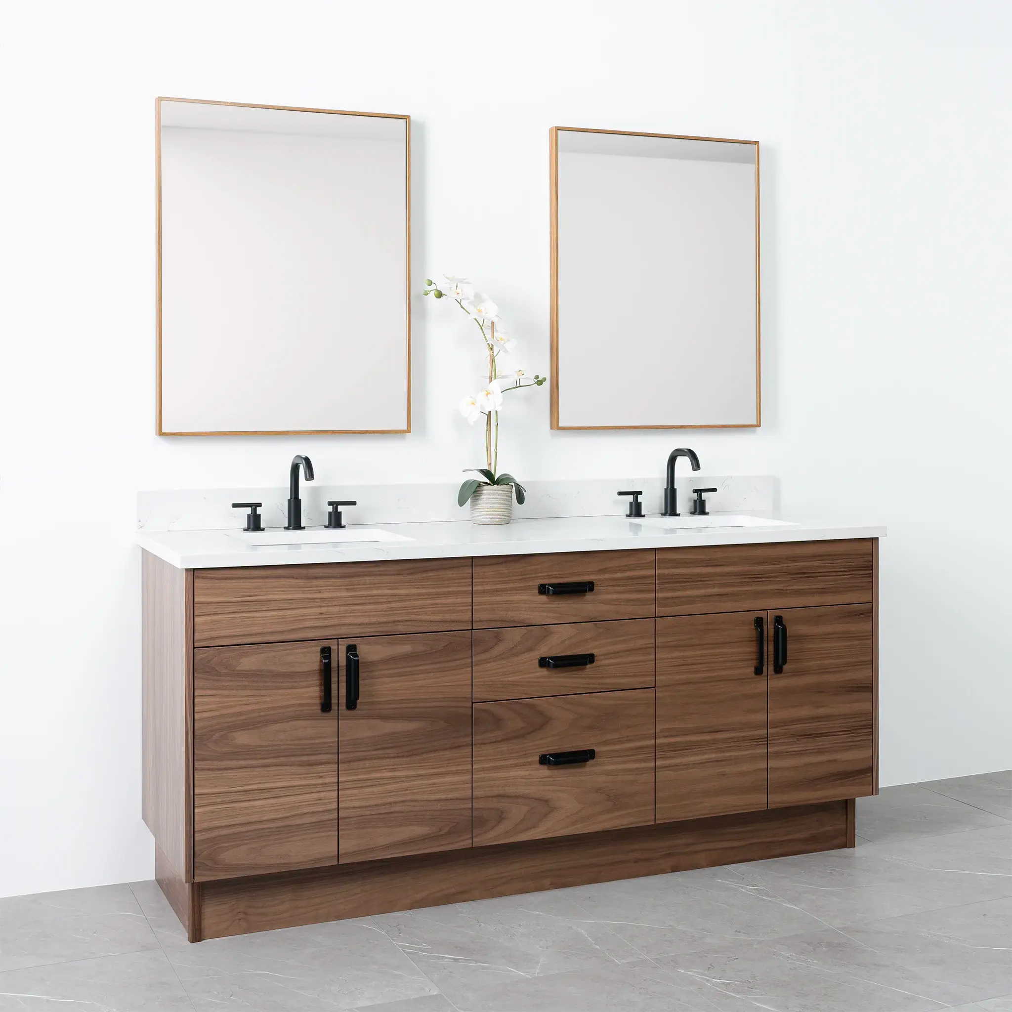 Austin 72" American Black Walnut Bathroom Vanity, Double Sink - Image 4