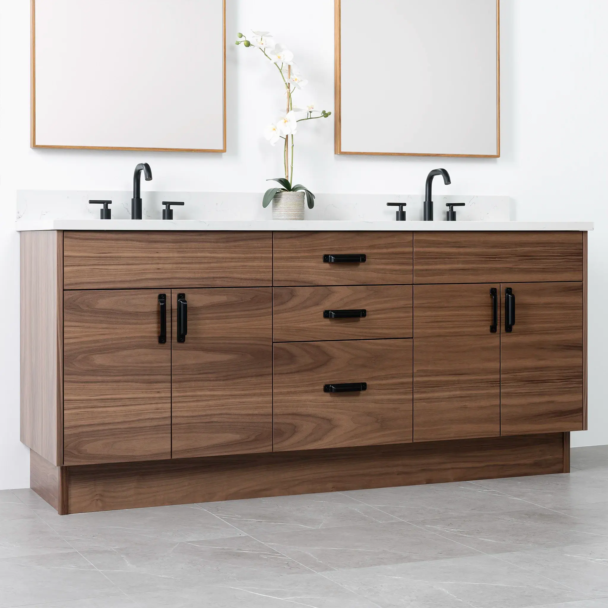 Austin 72" American Black Walnut Bathroom Vanity, Double Sink - Image 5