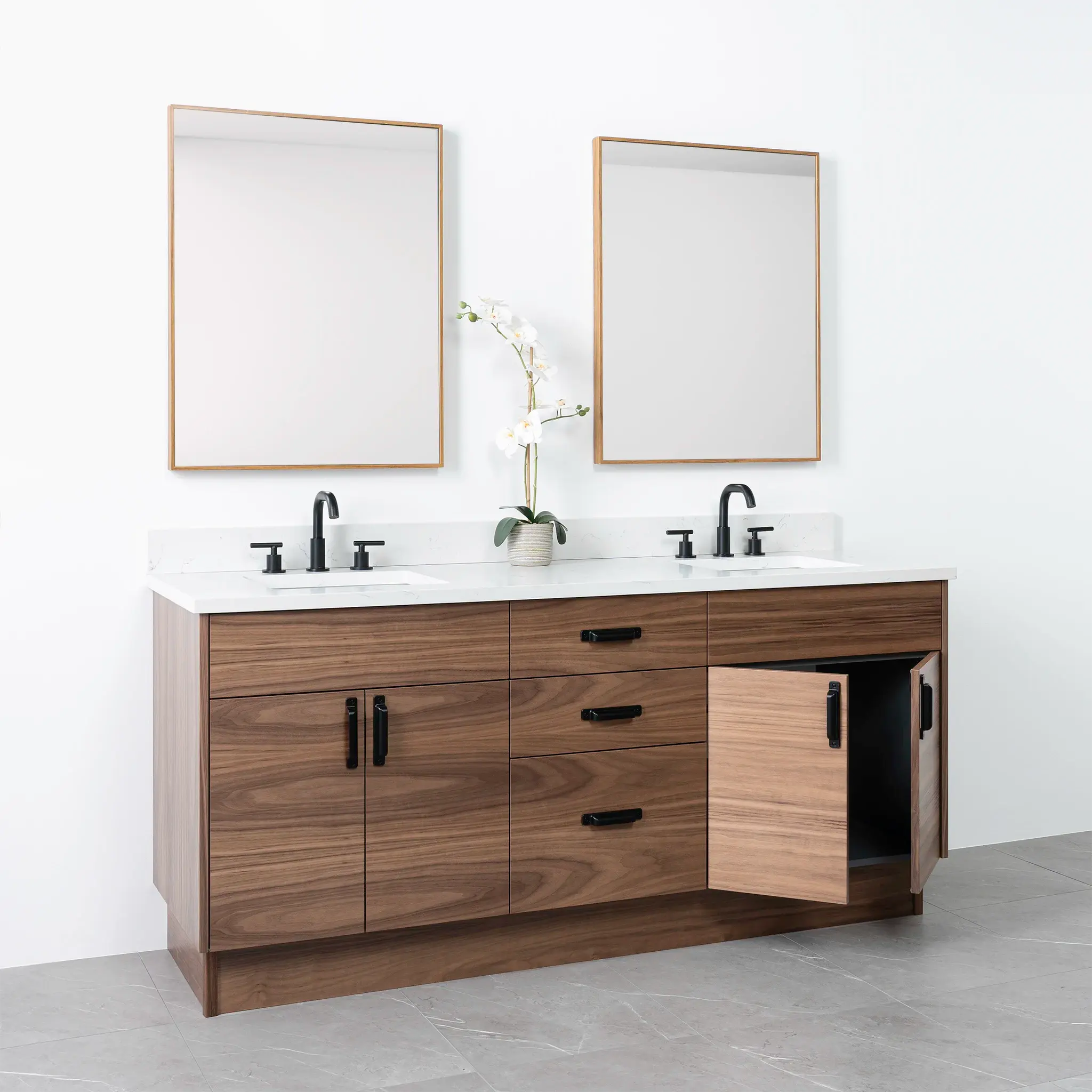 Austin 72" American Black Walnut Bathroom Vanity, Double Sink - Image 6