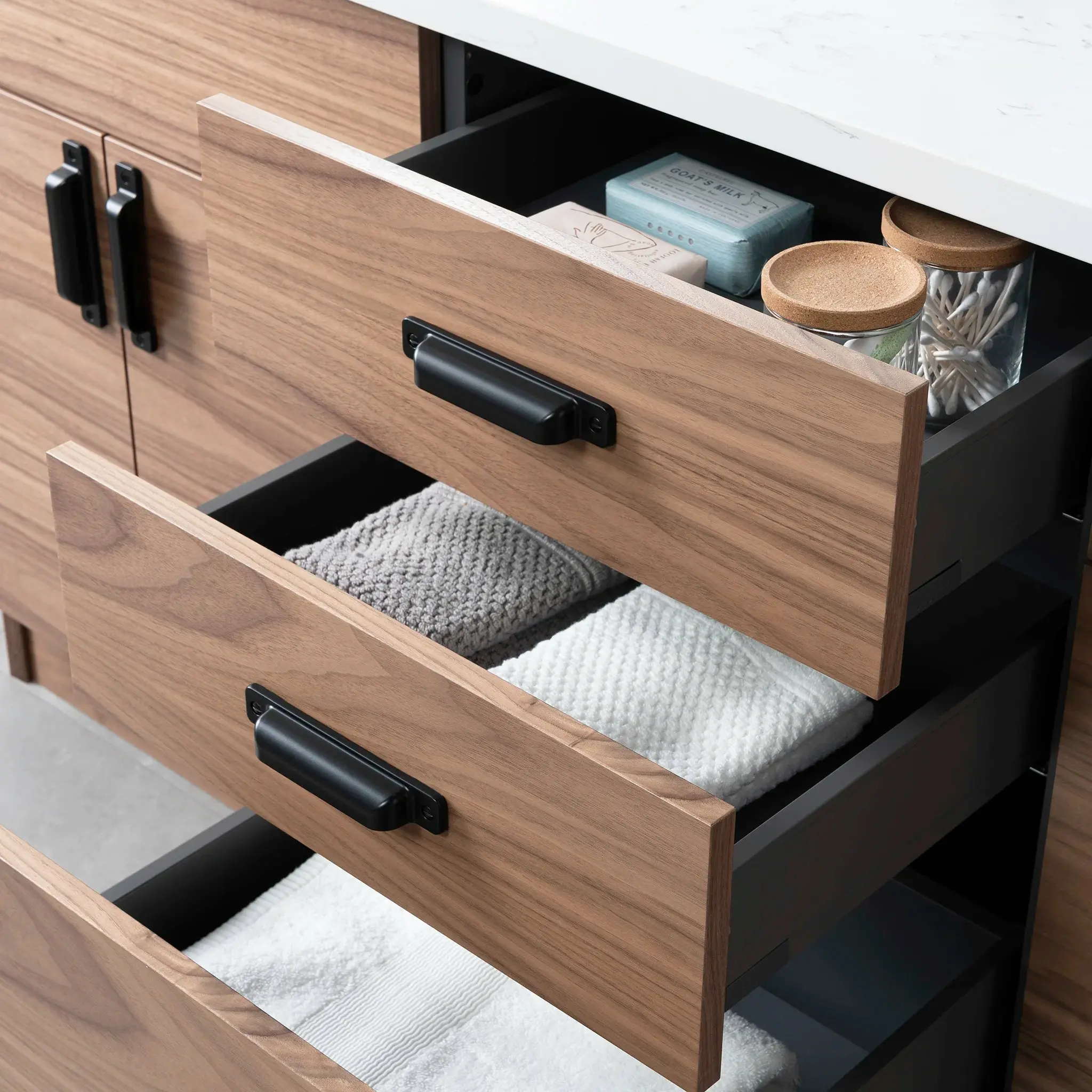 Austin 72" American Black Walnut Bathroom Vanity, Double Sink - Image 9