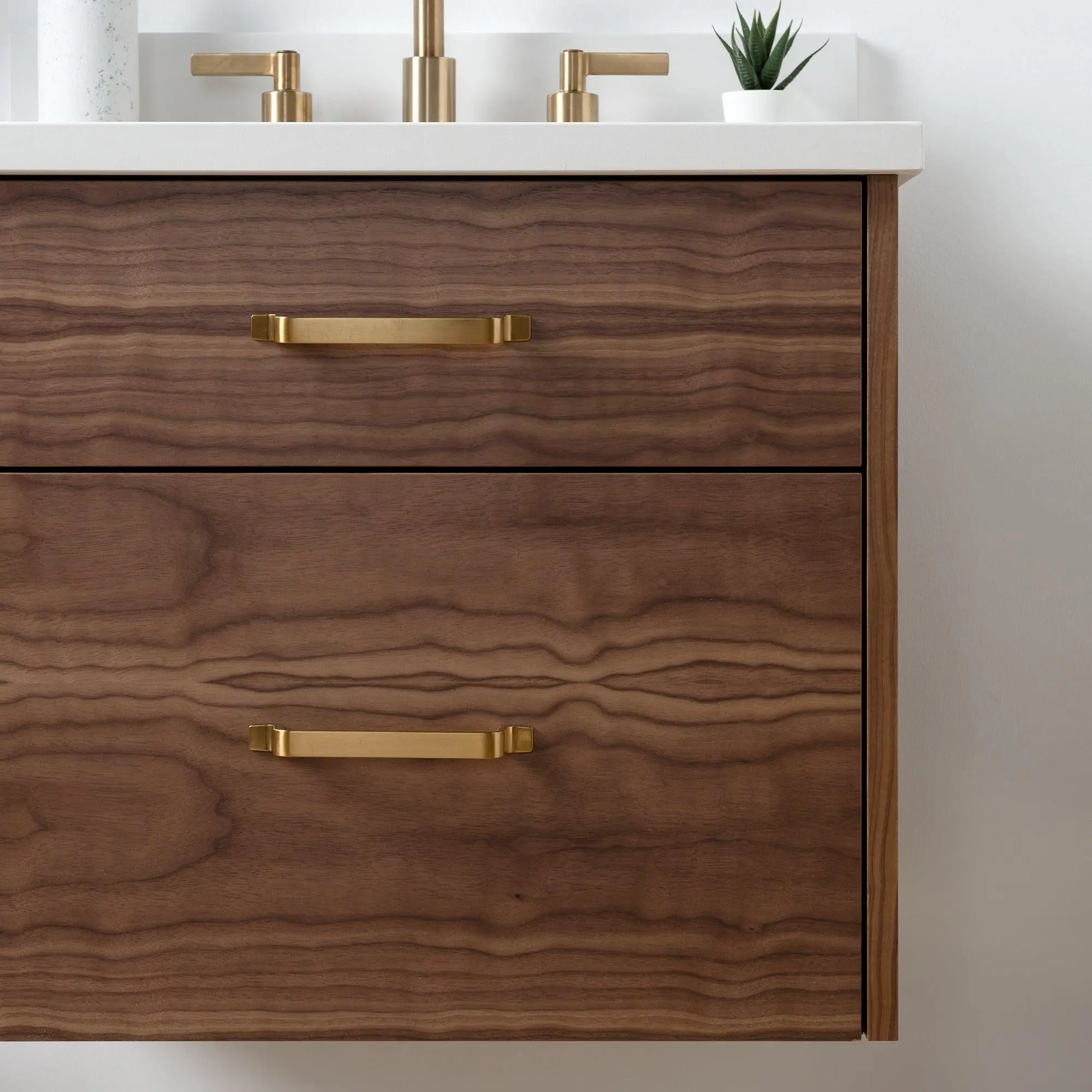 Austin SLIM 24" Wall Mount American Black Walnut Bathroom Vanity - All Drawers - Image 6
