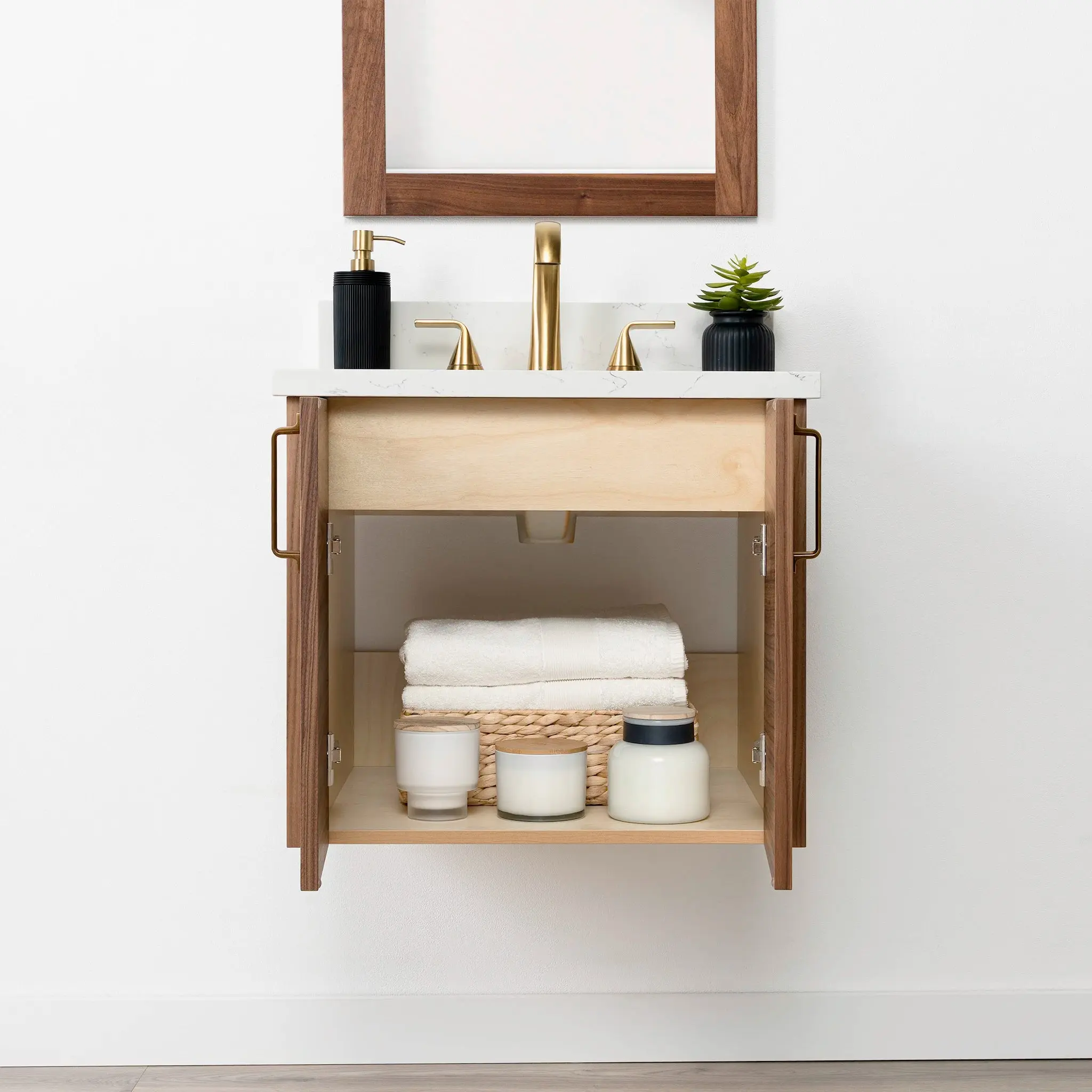 Austin 24" Wall Mount American Black Walnut Bathroom Vanity - Image 7