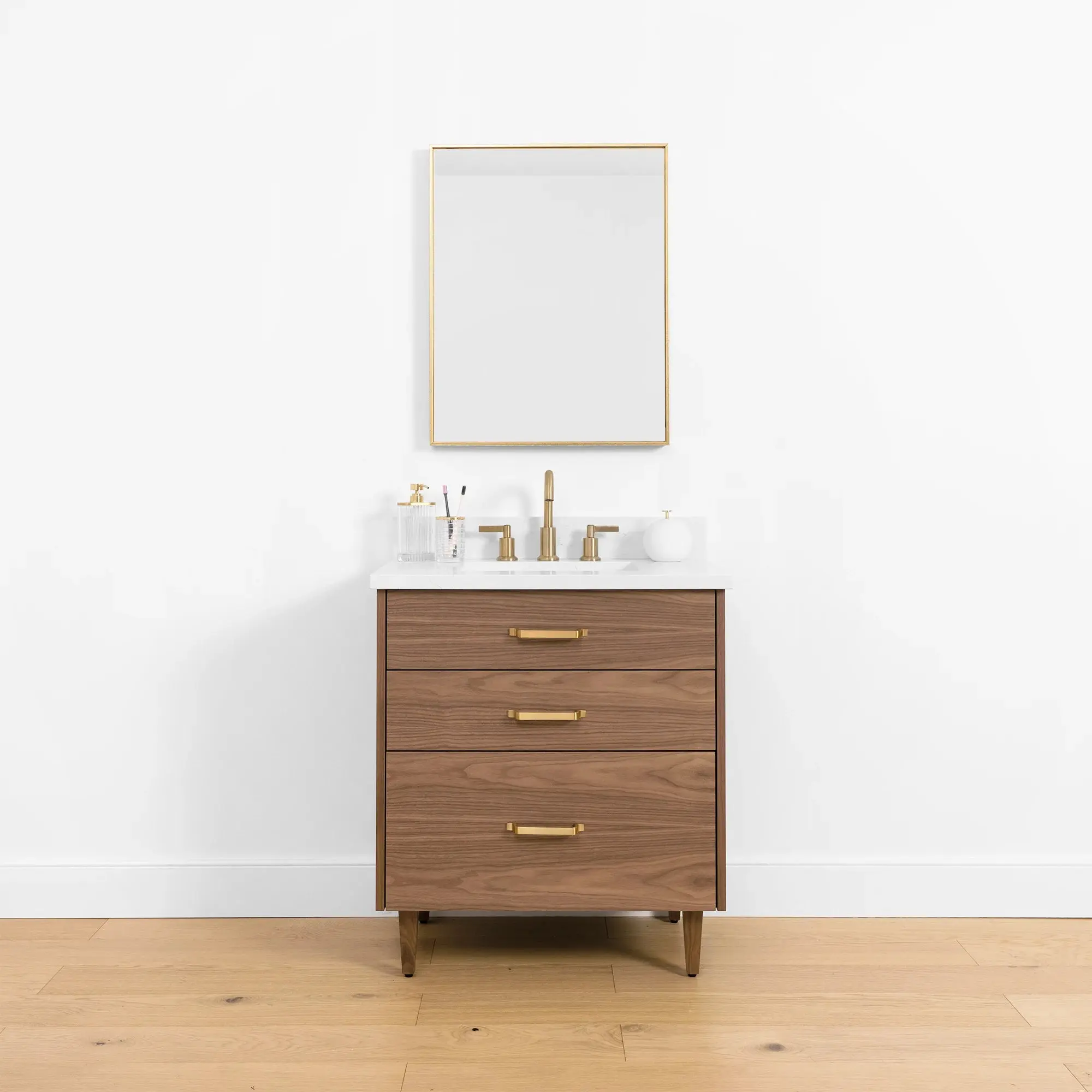 Austin SLIM 30" American Black Walnut Bathroom Vanity - All Drawers - Image 13