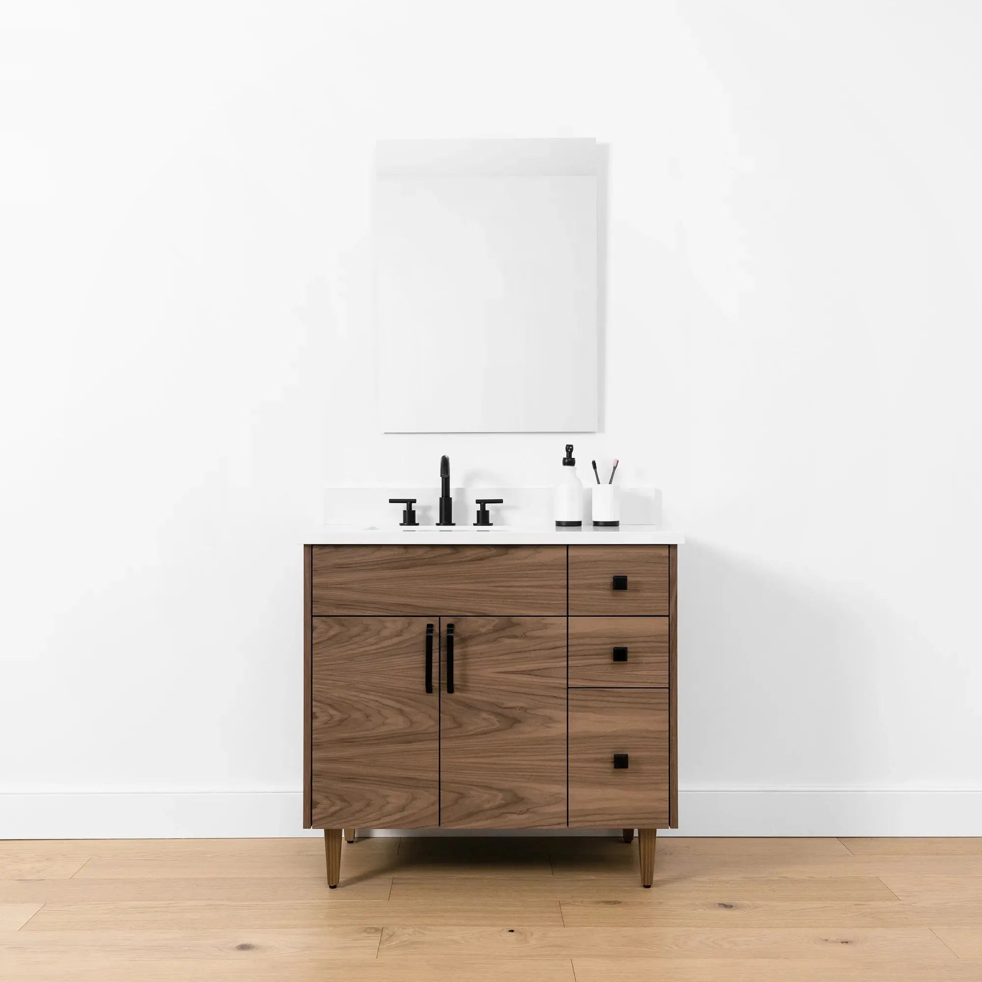 Austin SLIM 36" American Black Walnut Bathroom Vanity, Left Sink - Image 11