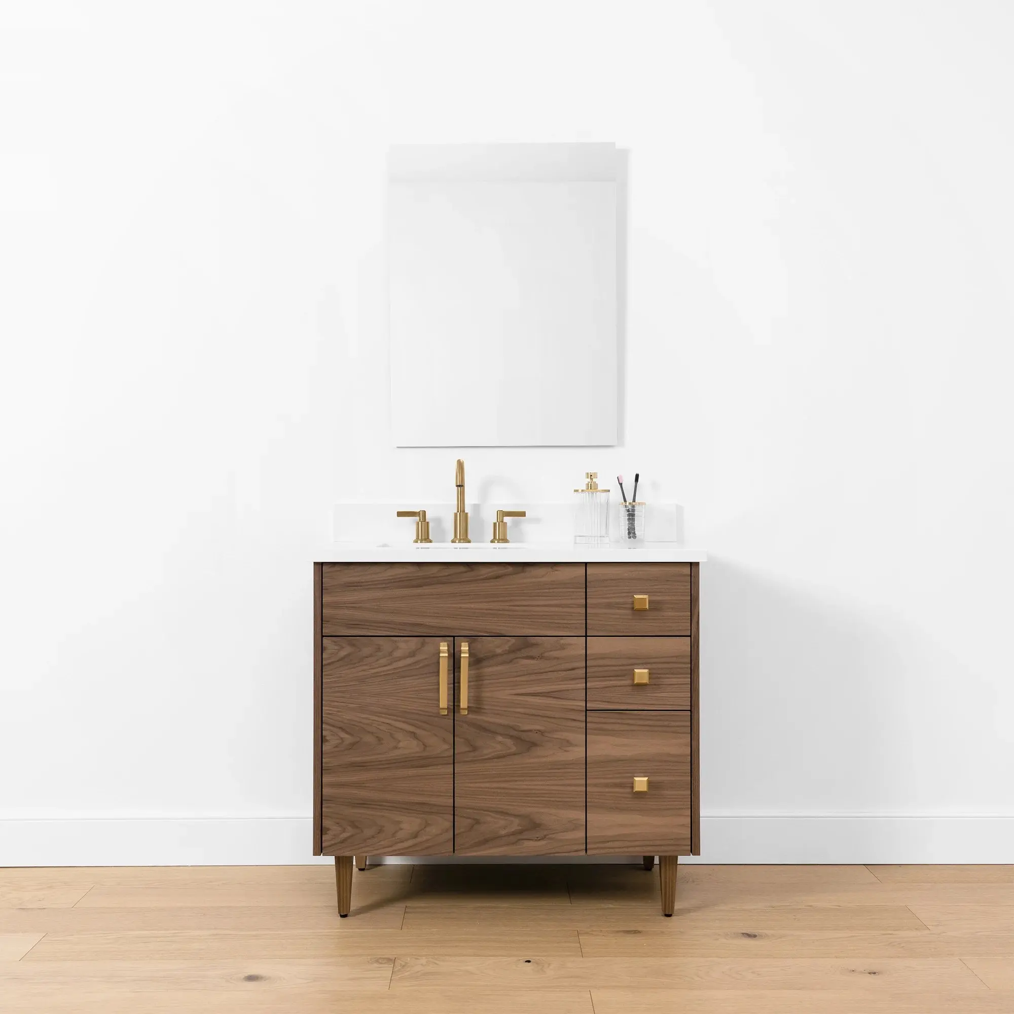 Austin SLIM 36" American Black Walnut Bathroom Vanity, Left Sink - Image 15