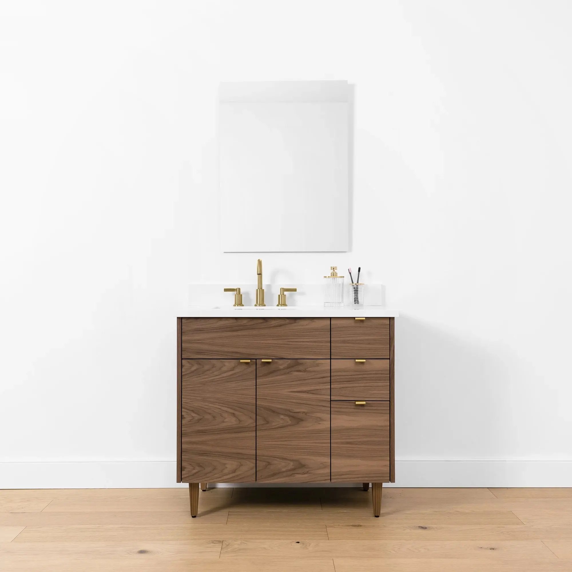 Austin SLIM 36" American Black Walnut Bathroom Vanity, Left Sink - Image 16