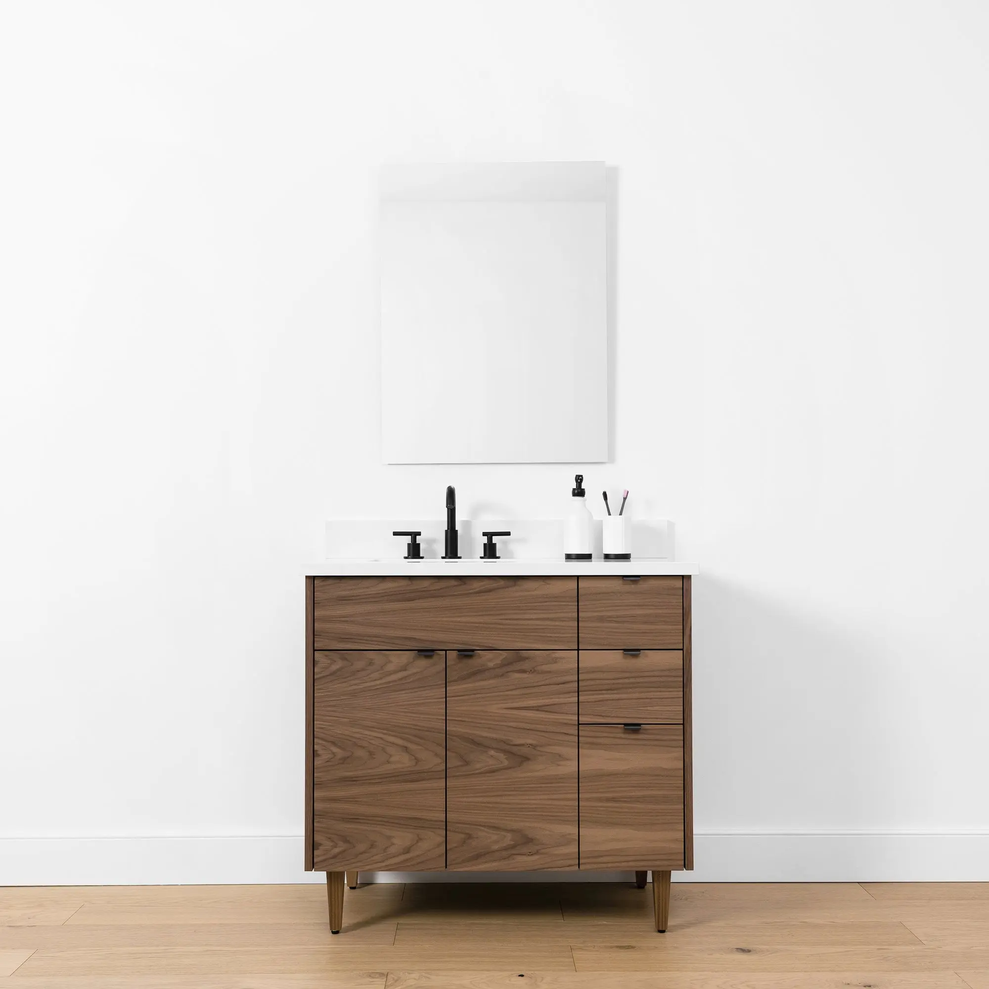 Austin SLIM 36" American Black Walnut Bathroom Vanity, Left Sink - Image 2