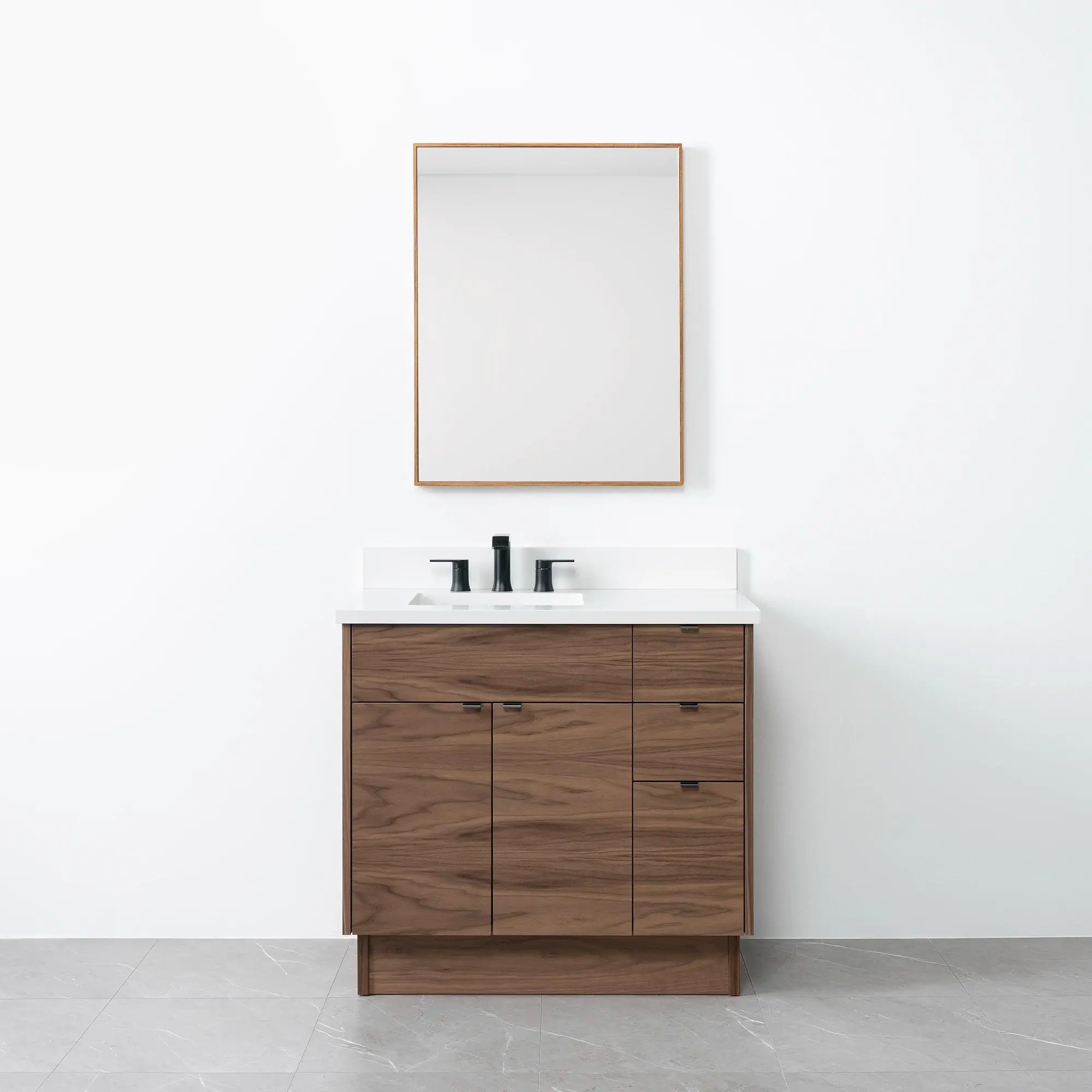 Austin 36" American Black Walnut Bathroom Vanity, Left Sink - Image 14