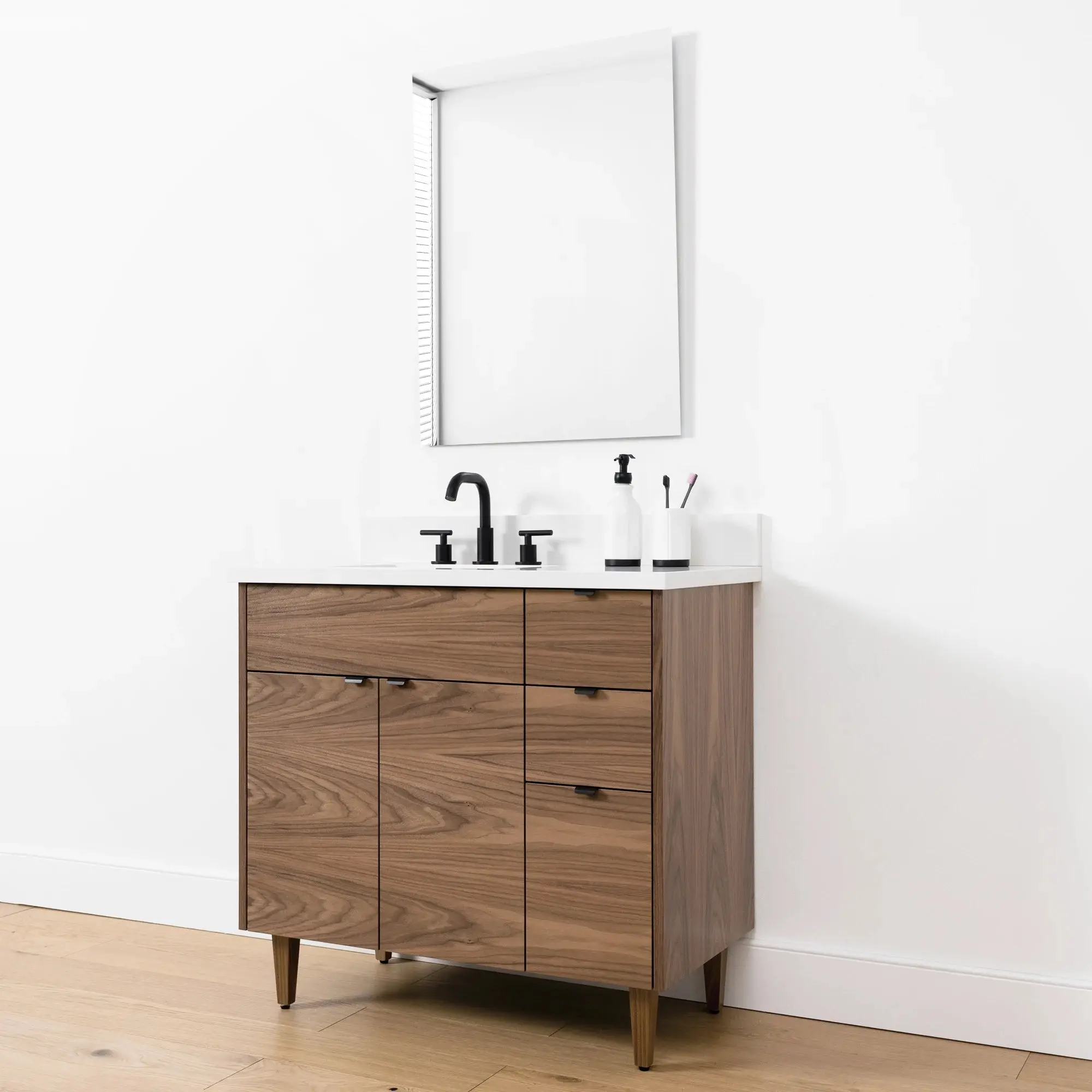 Austin SLIM 36" American Black Walnut Bathroom Vanity, Left Sink - Image 6