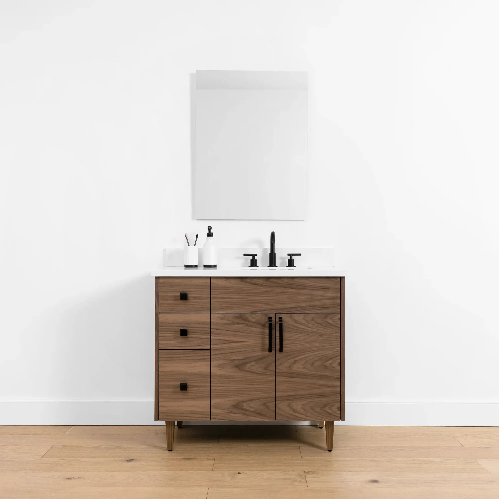 Austin SLIM 36" American Black Walnut Bathroom Vanity, Right Sink - Image 13