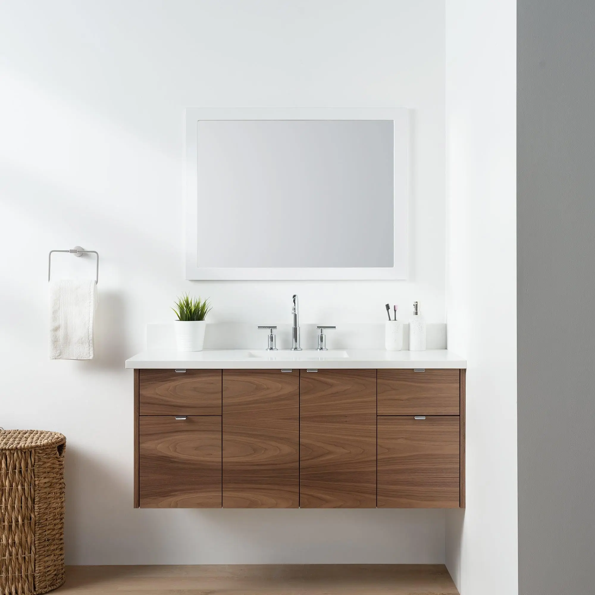 Austin SLIM 48" Wall Mount American Black Walnut Bathroom Vanity - Image 13