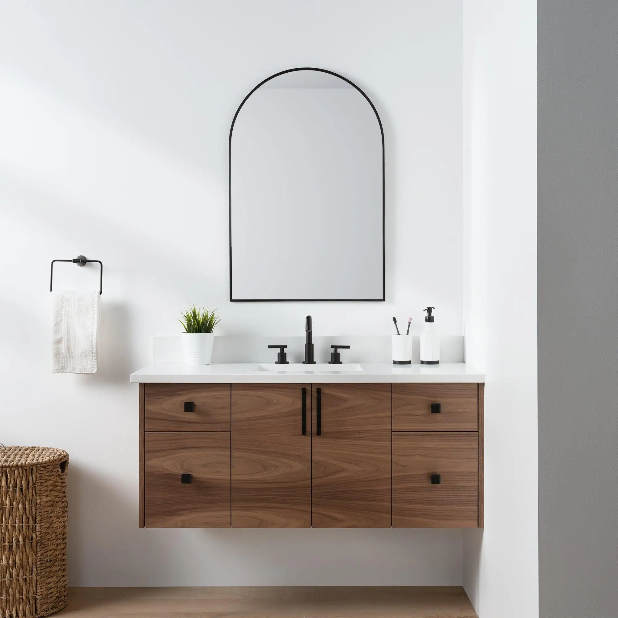 Austin SLIM 48" Wall Mount American Black Walnut Bathroom Vanity - Image 2
