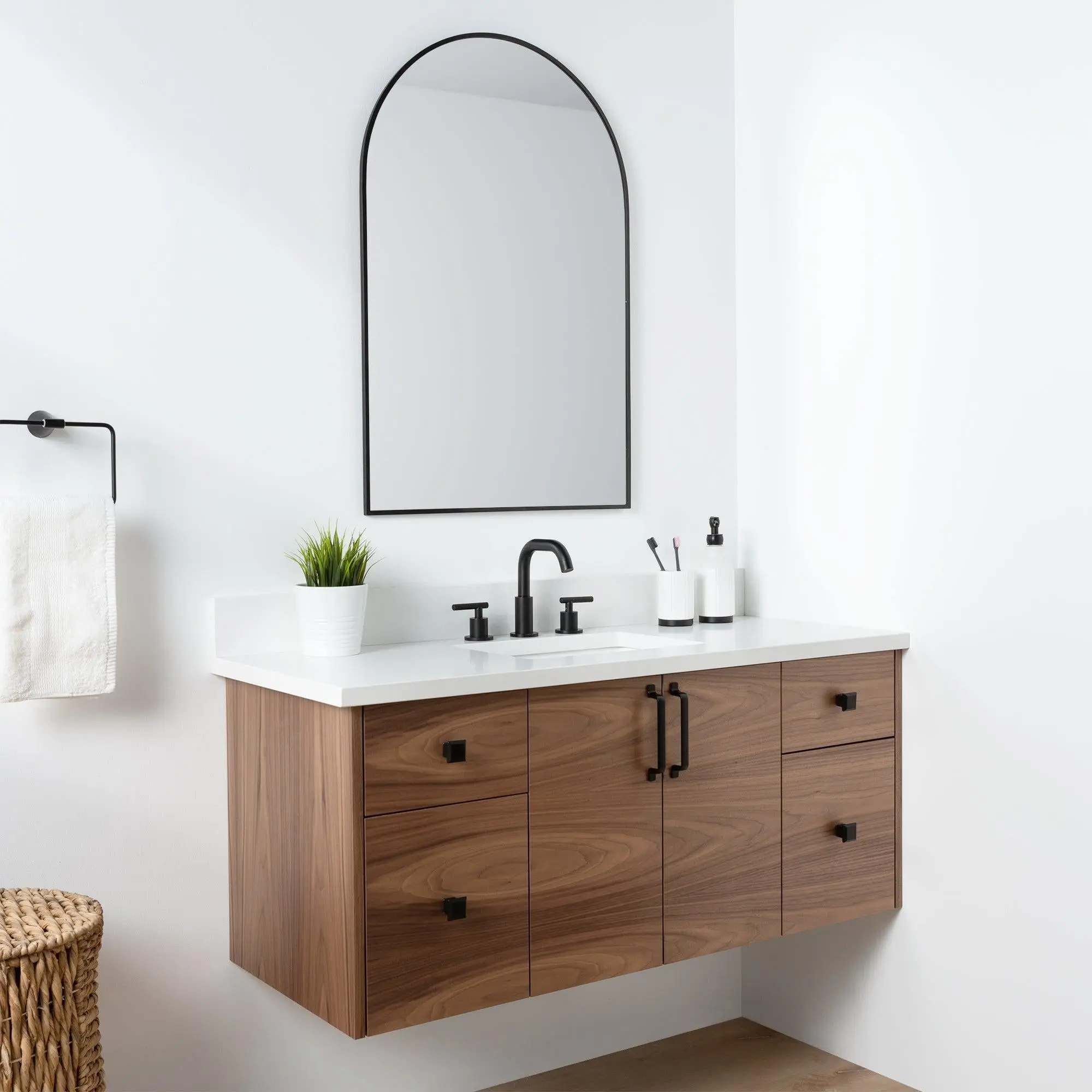 Austin SLIM 48" Wall Mount American Black Walnut Bathroom Vanity - Image 4